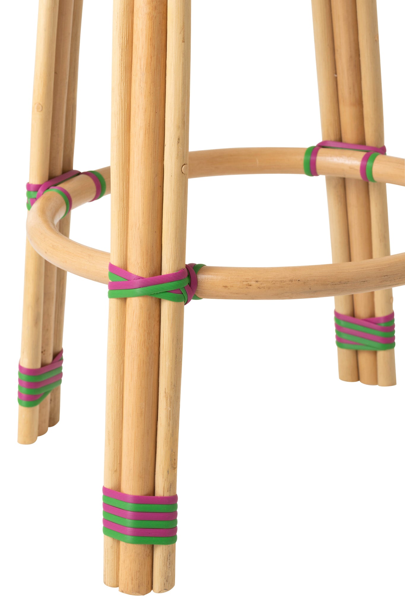 Outdoor Barkruk Geo Rond Rotan Roze/Groen J-Line