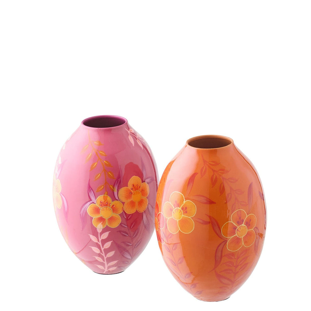 Vaas Bloemen Metaal Roze/Oranje Small Assortiment Van 2 J-Line