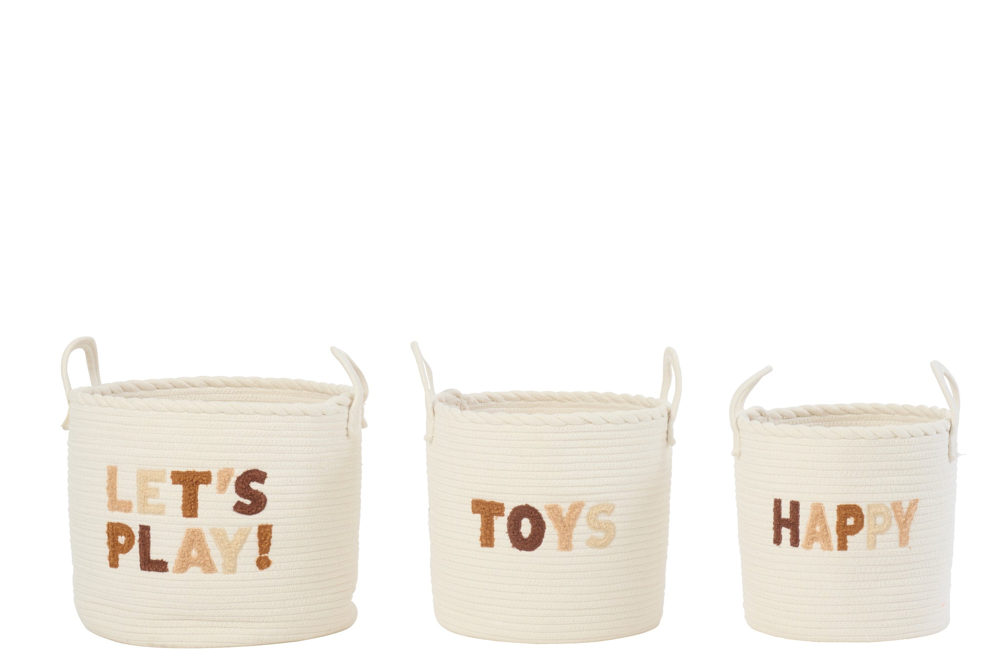 Set Van 3 Mand Kinderen Katoen Wit/Bruin J-Line