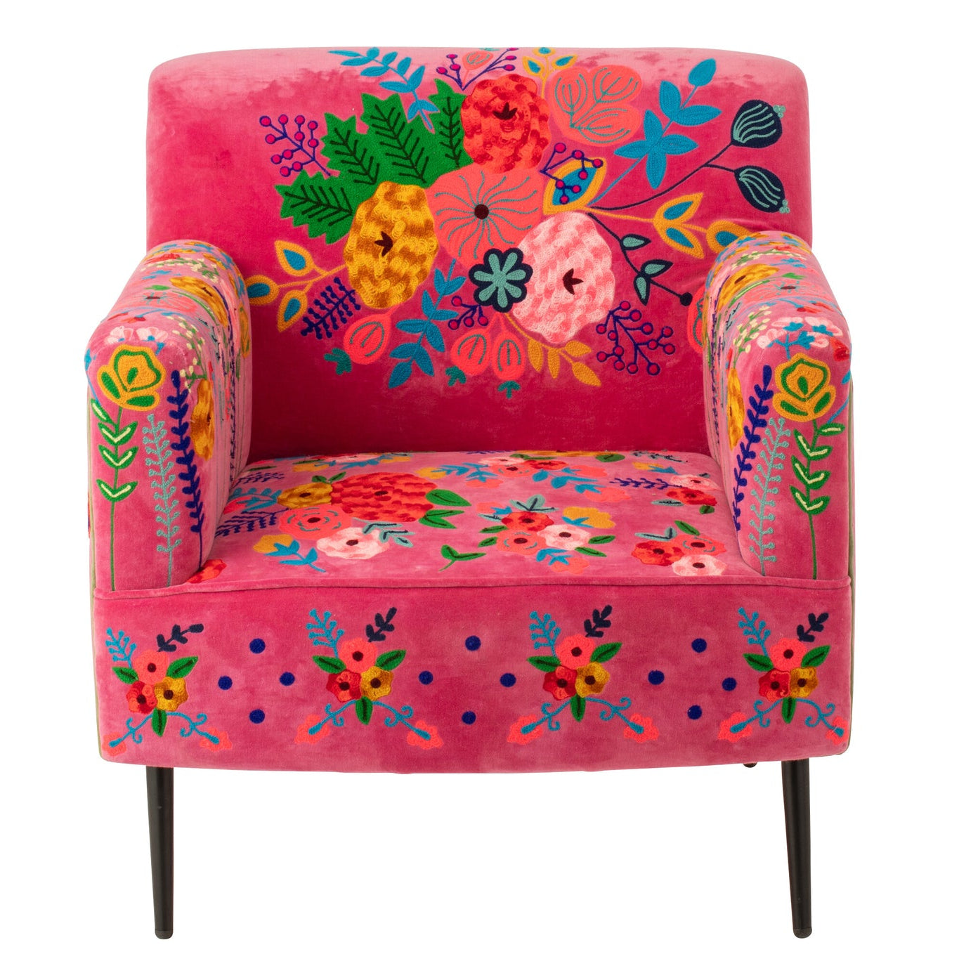 Fauteuil Bloemen Mangohout Fuchsia J-Line