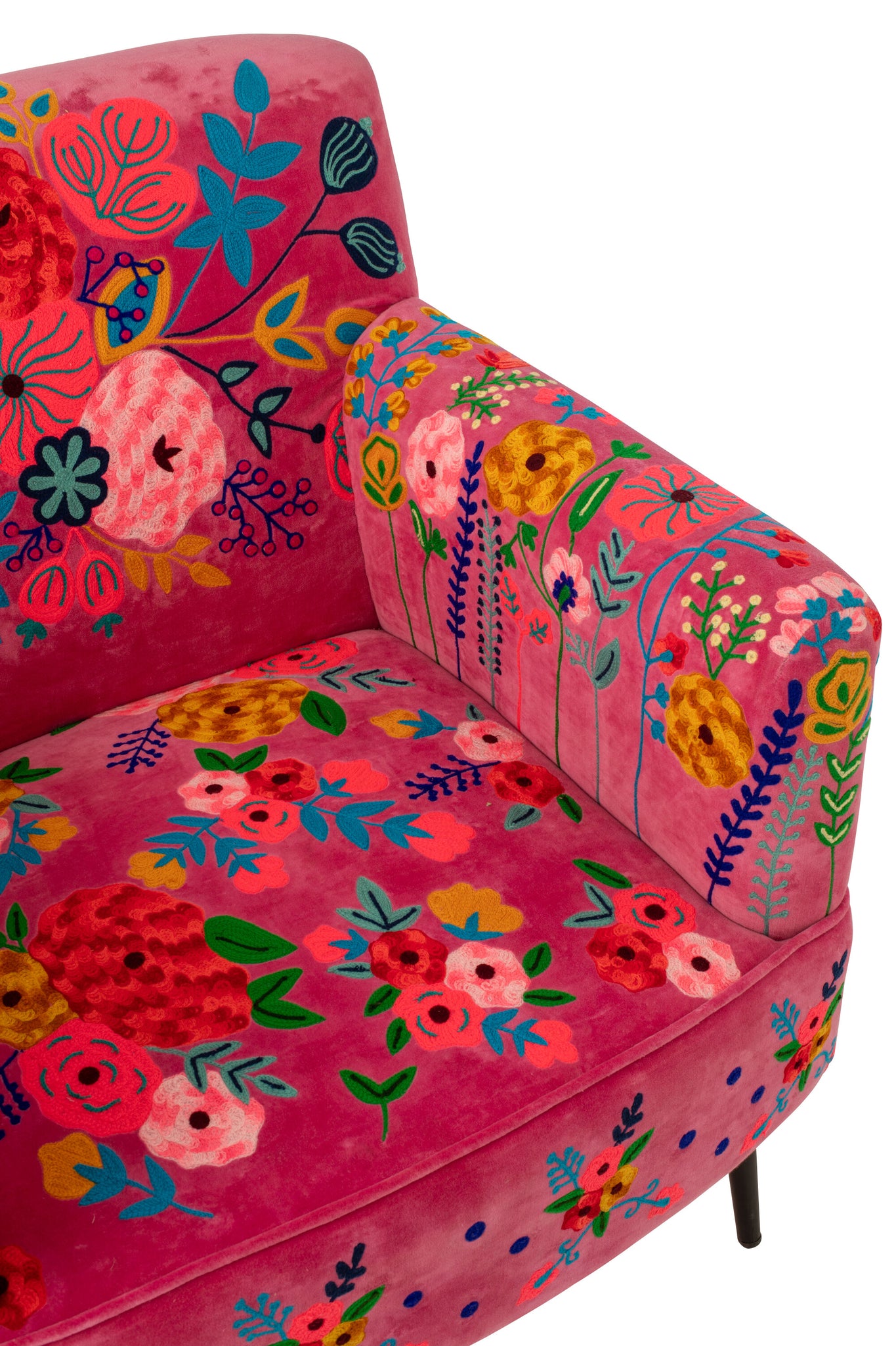 Fauteuil Bloemen Mangohout Fuchsia J-Line