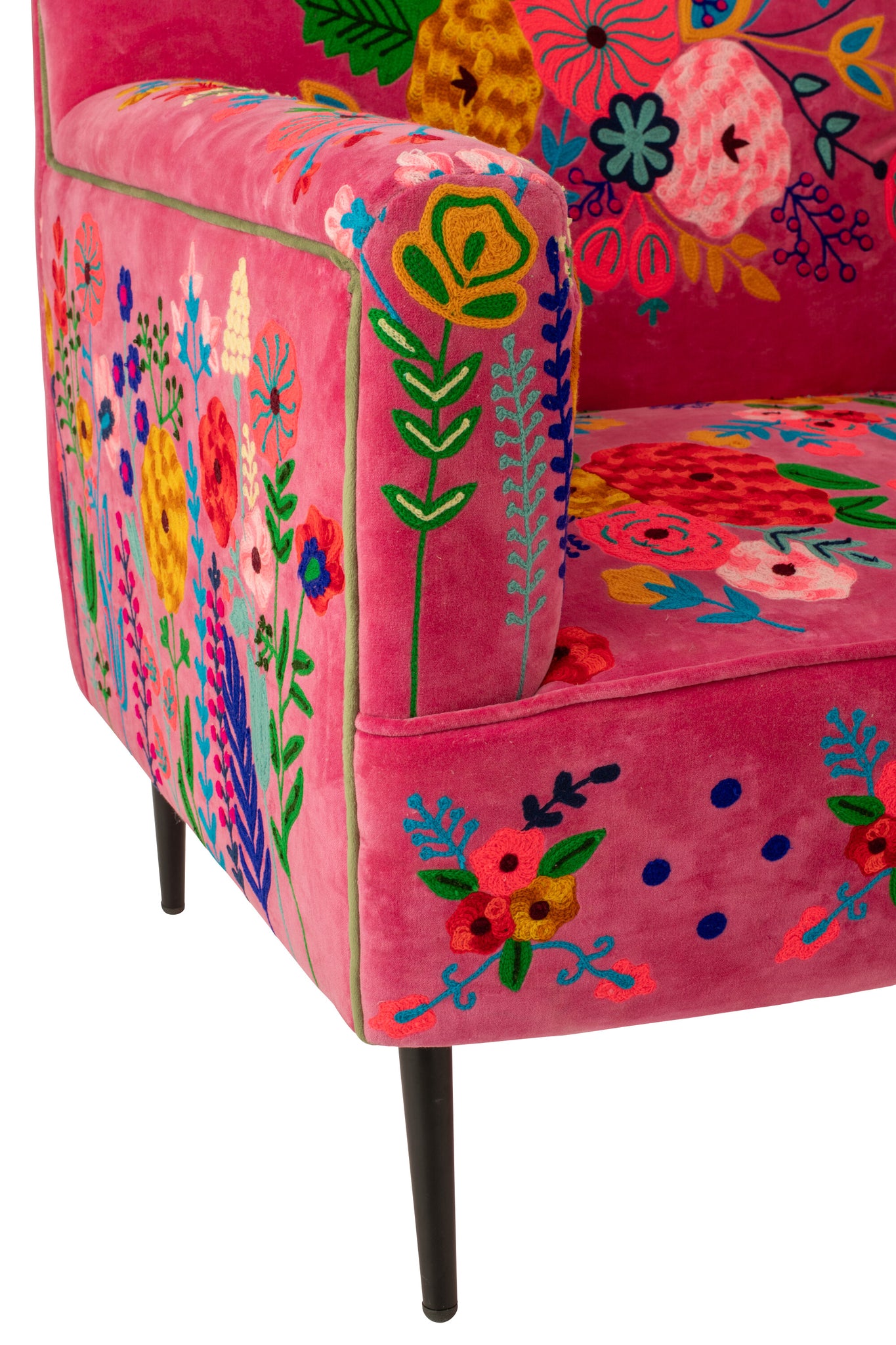 Fauteuil Bloemen Mangohout Fuchsia J-Line