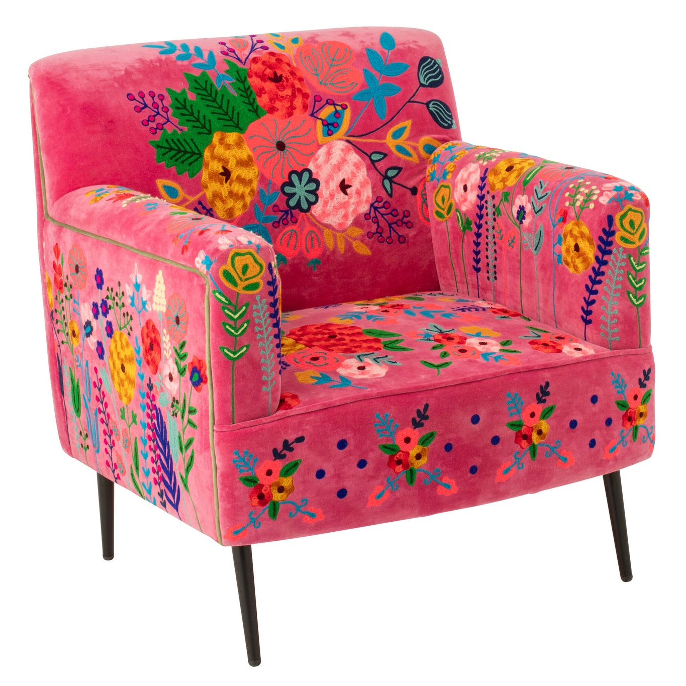 Fauteuil Bloemen Mangohout Fuchsia J-Line