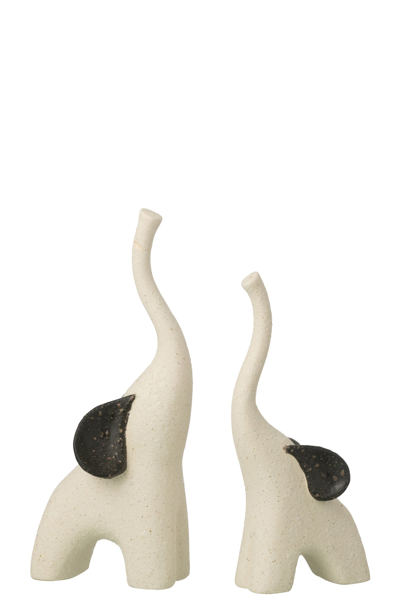 Set Van 2 Olifant Modern Steengoed Gebroken Wit/Zwart J-Line