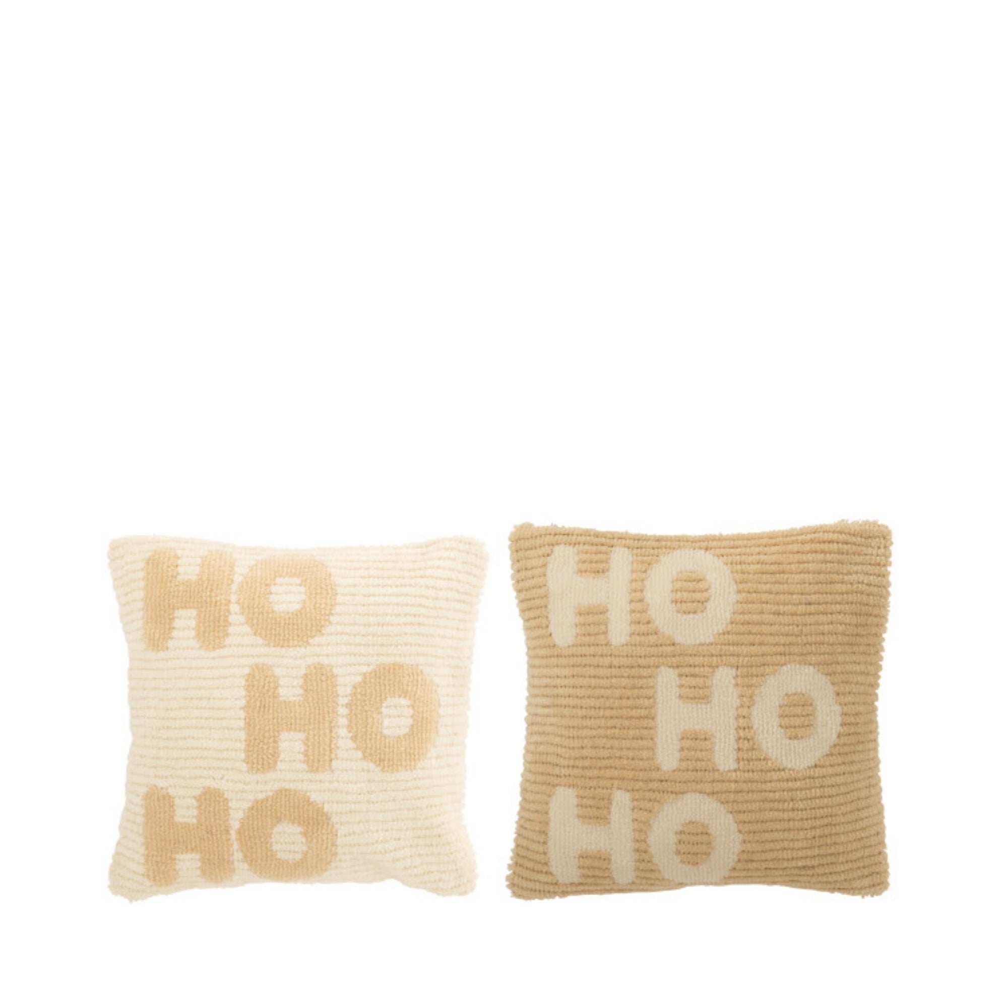 Kerstbundel Plaid & Kerstkussens HoHoHo Beige/Wit J-Line