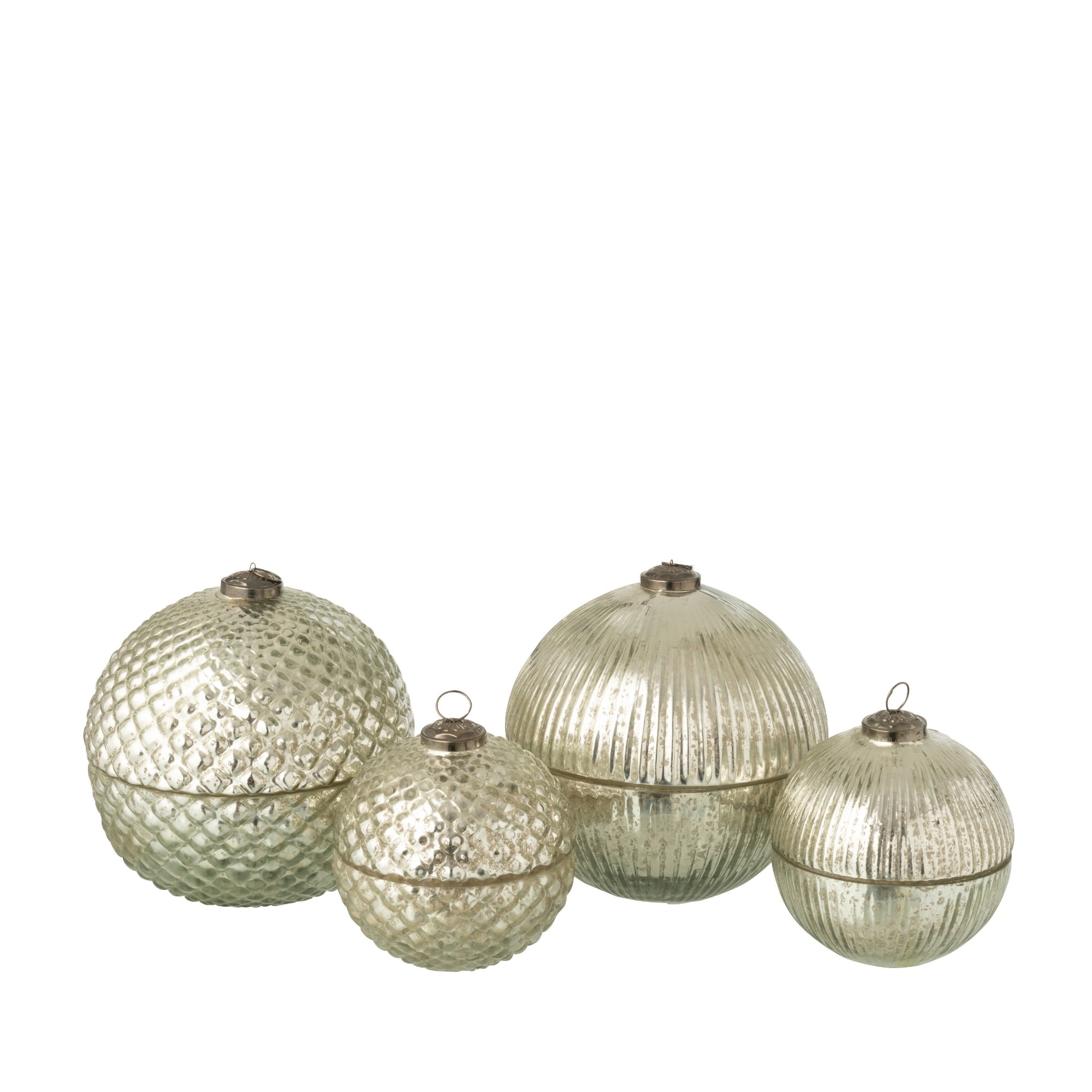 Geurkaars Kerstbal Glas Zilverkleurig Small J-Line Set van 2