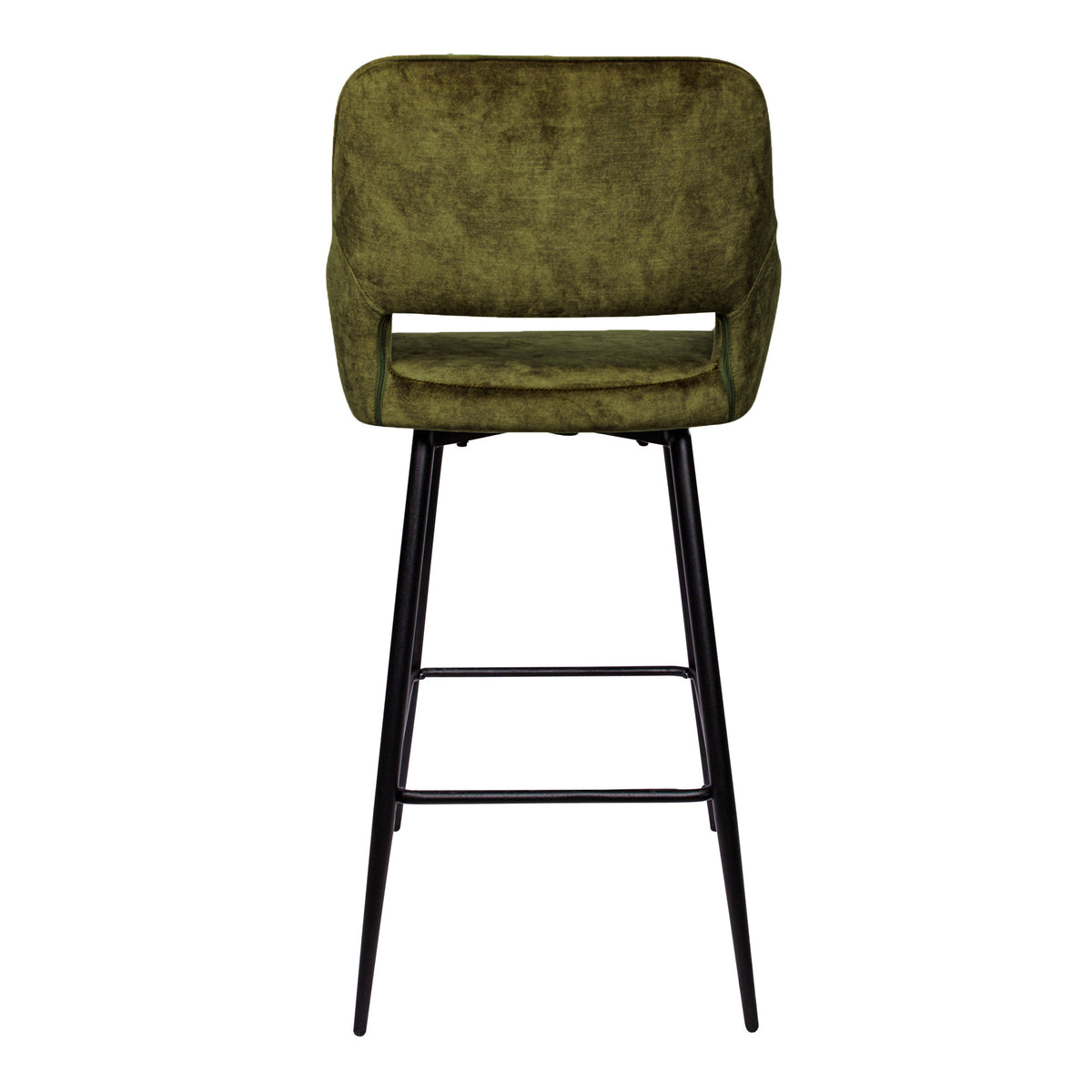 Fallon Velvet Green Bar Stool Black Metal Leg KD Set van 2 PTMD