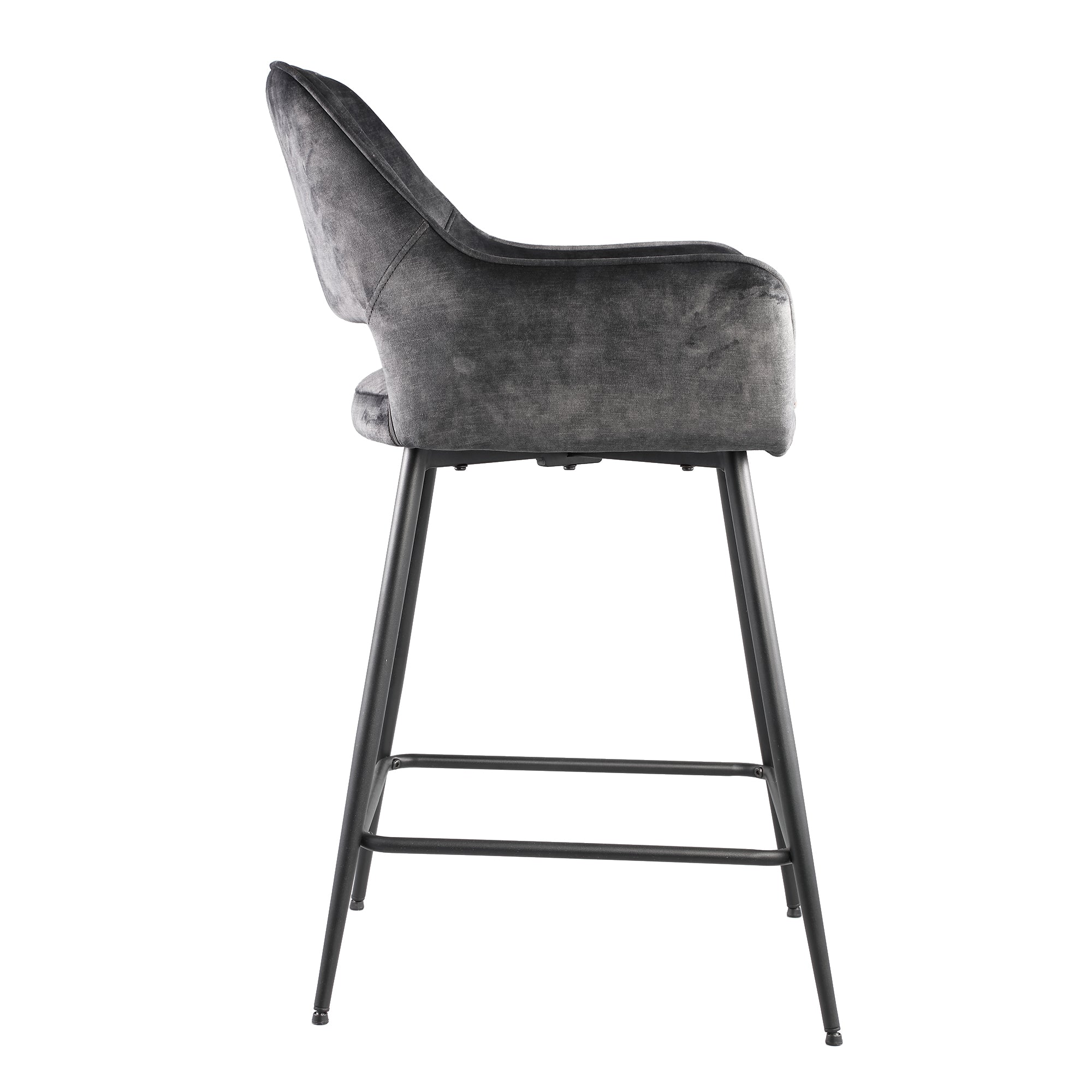Barstoel Fal Low Velvet Antraciet Set Van 2 PTMD
