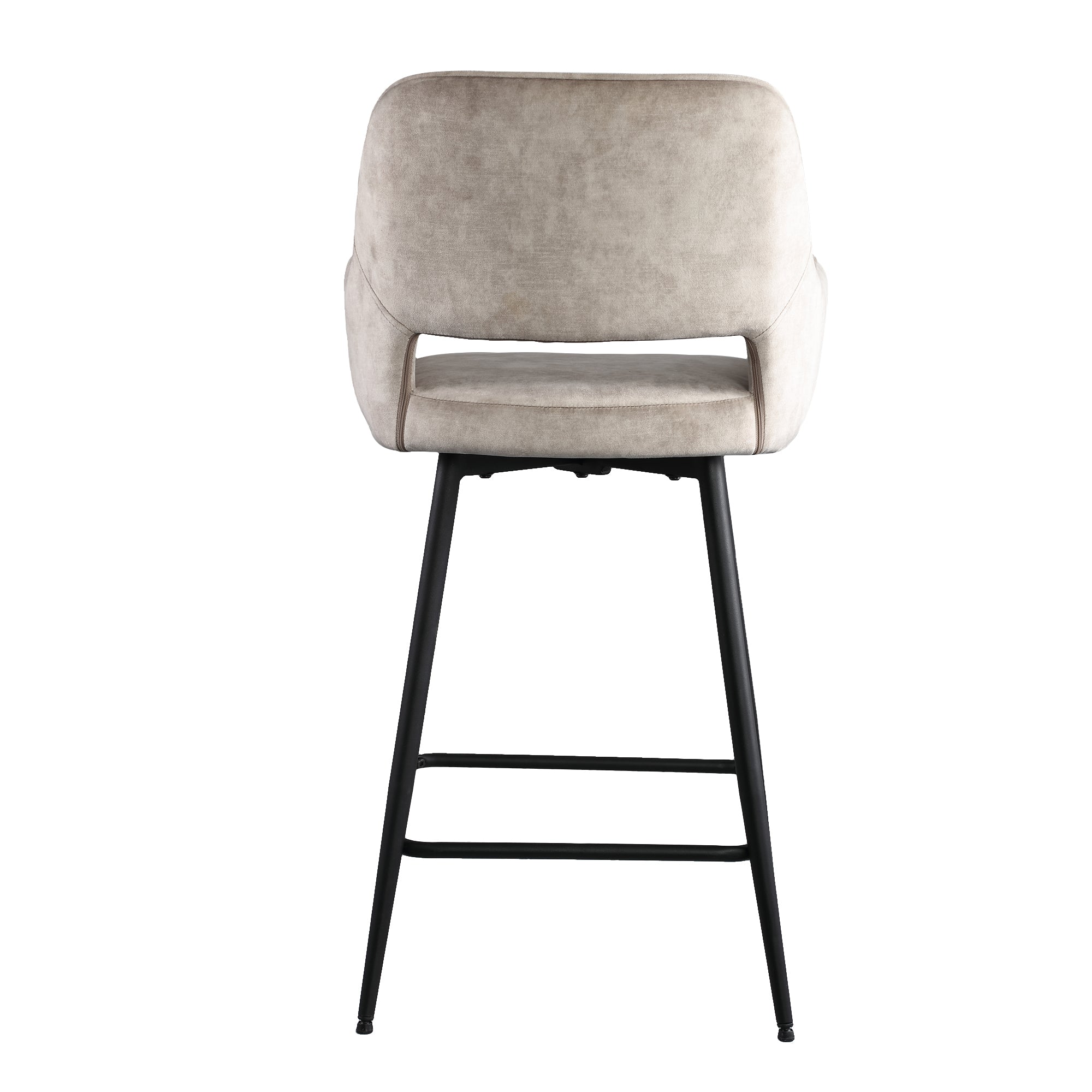 Fal LOW Velvet Khaki Bar Stool Black Metal Leg KD Set van 2 PTMD