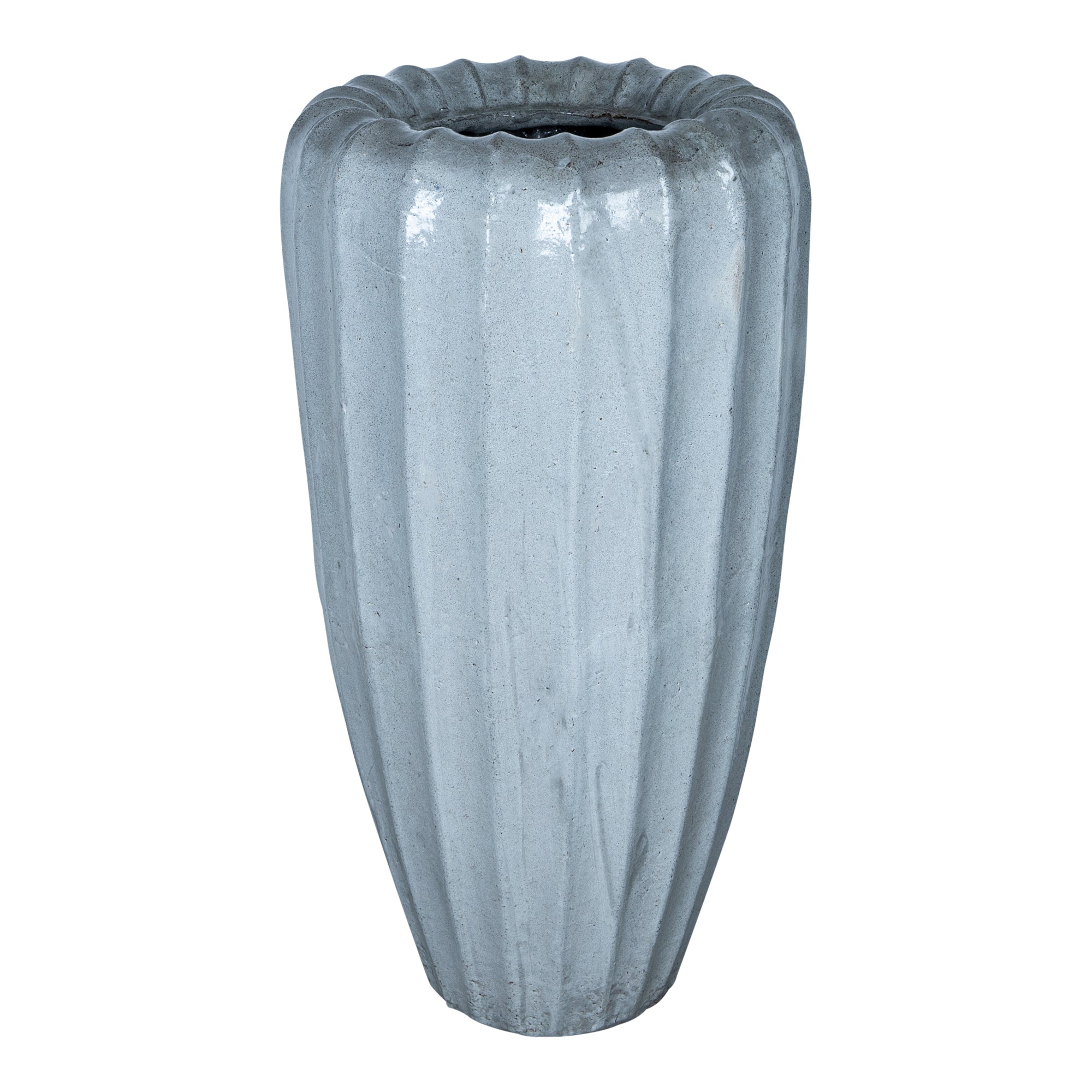 Linex Wit Keramiek Pot Organic Ribbed Round S Ø48xH90cm PTMD