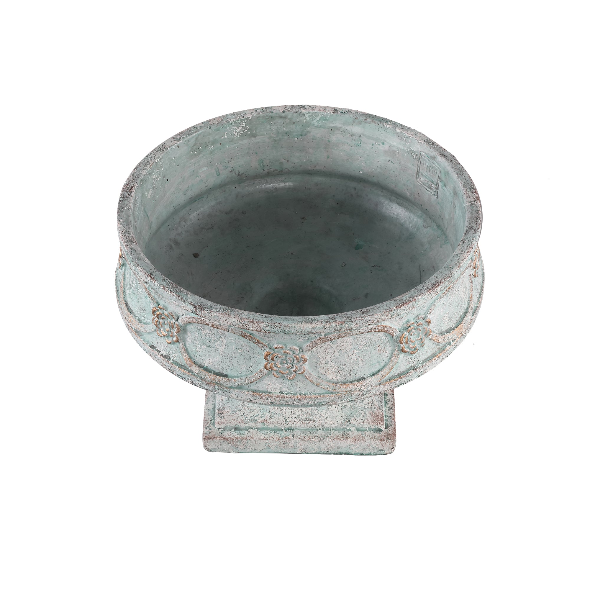 Artas Blue Cement Candle On Solid Stand Round L PTMD