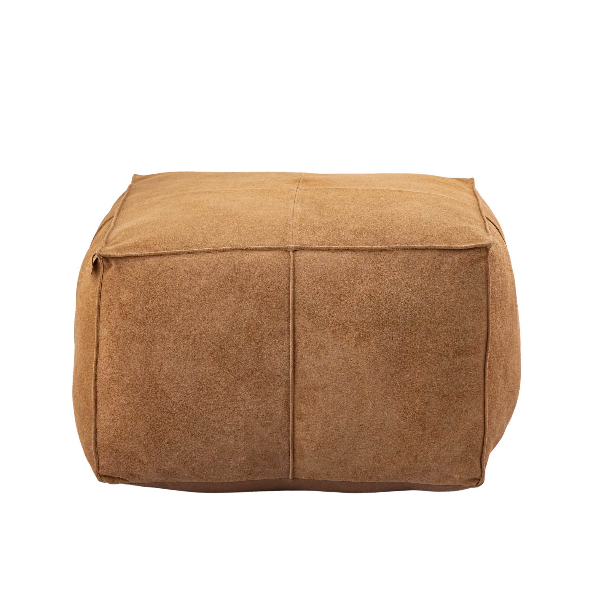 Marieke Camel suede leather pouf square PTMD