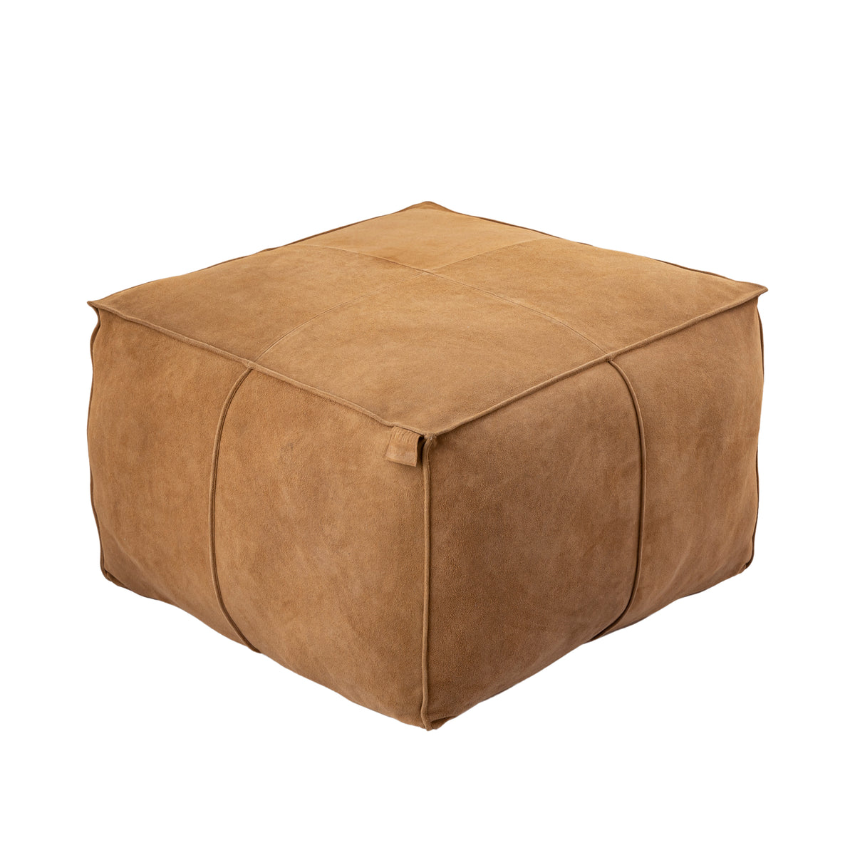 Marieke Camel suede leather pouf square PTMD
