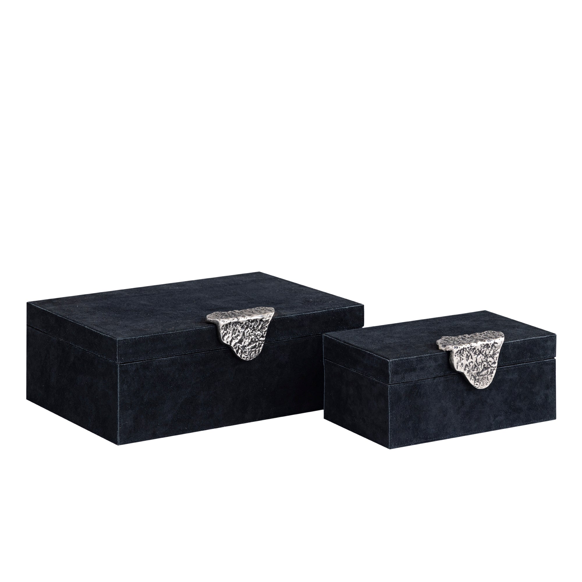 Opbergbox Hazael - 36x25x13 cm - Suede - Zwart - Set van 2 PTMD