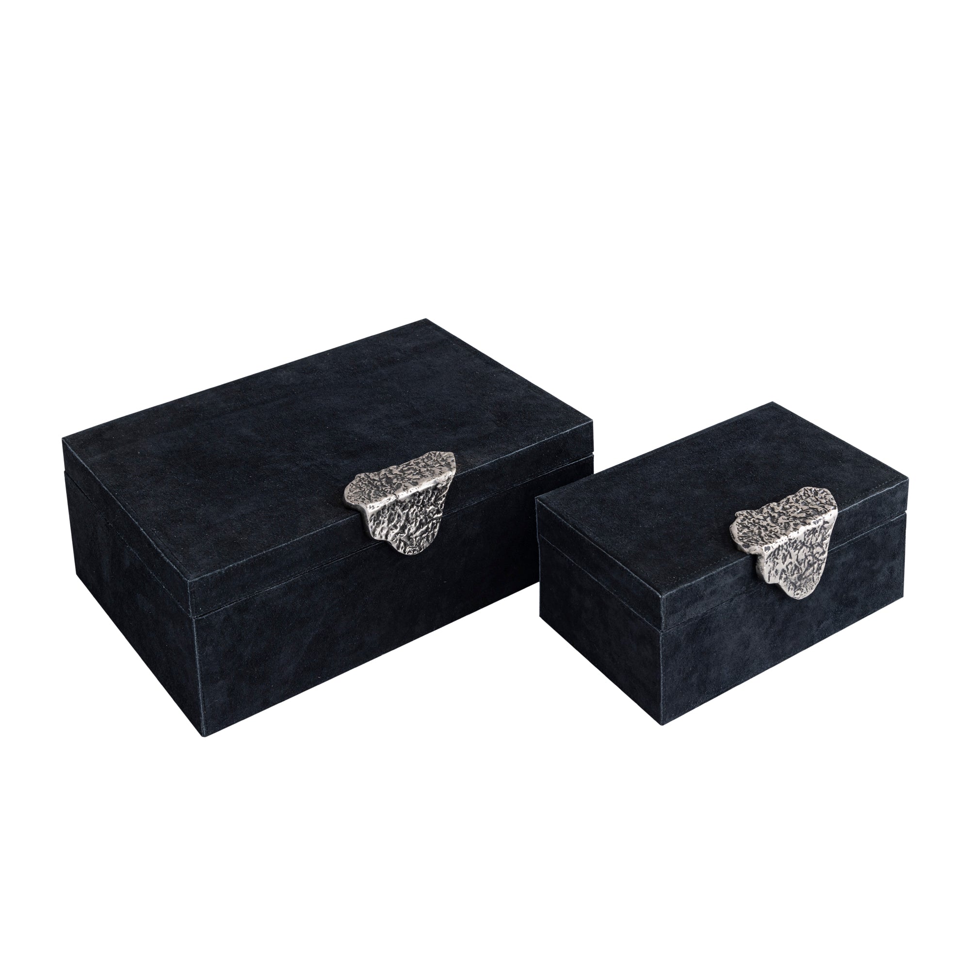 Opbergbox Hazael - 36x25x13 cm - Suede - Zwart - Set van 2 PTMD