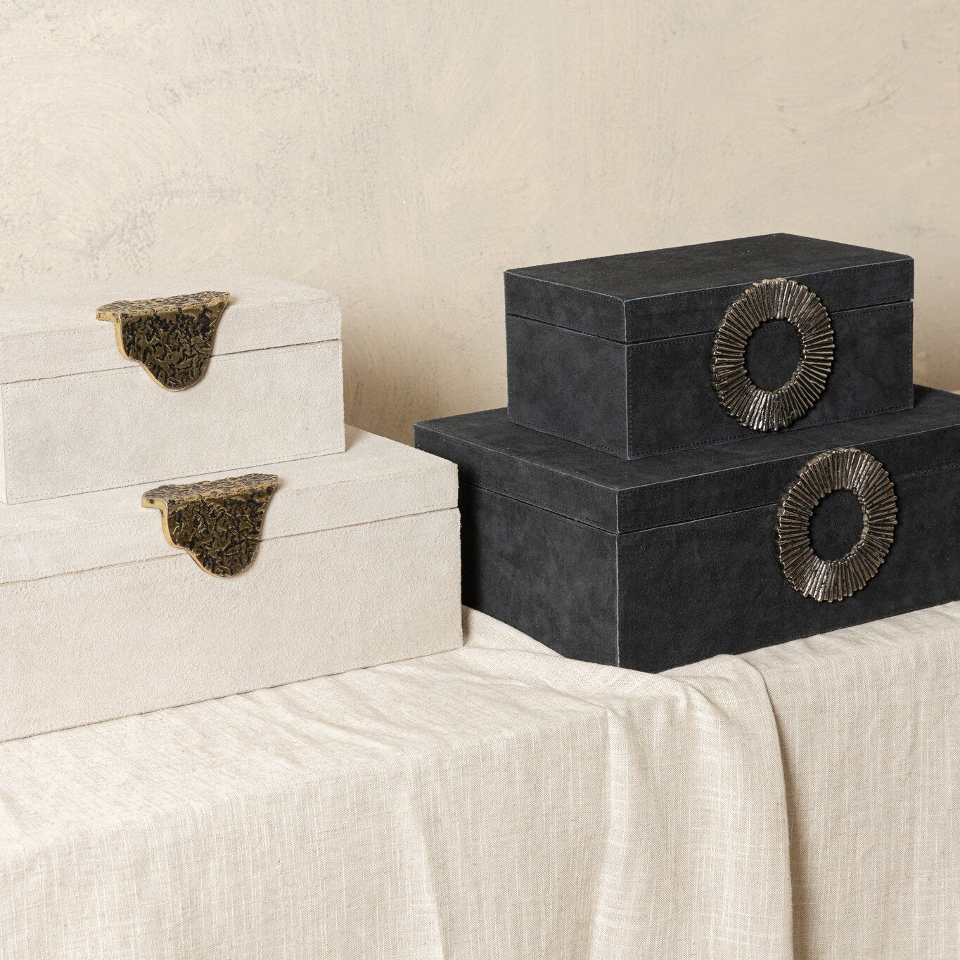 Hazael Black suede box silver handle set of 2 PTMD