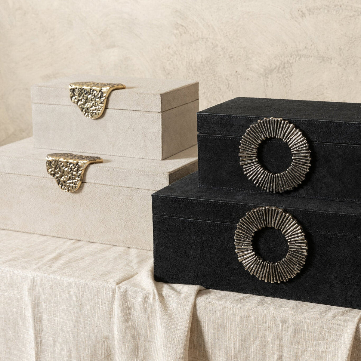 Hazael Black suede box silver handle set of 2 PTMD