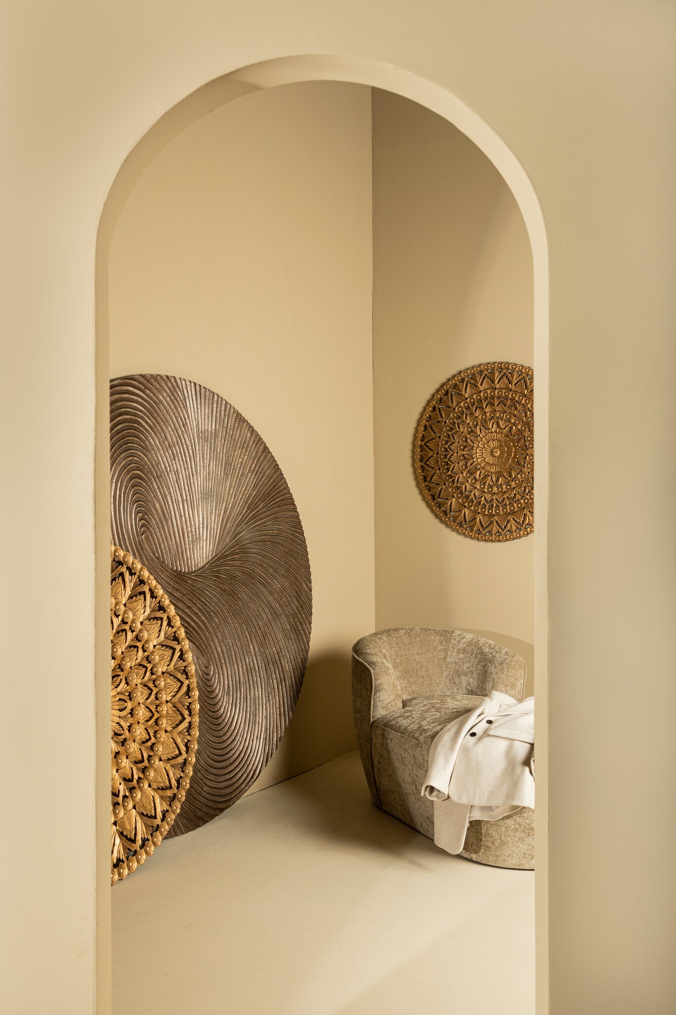 Wandpaneel Wiktor Large Bruin MDF Ø180cm PTMD