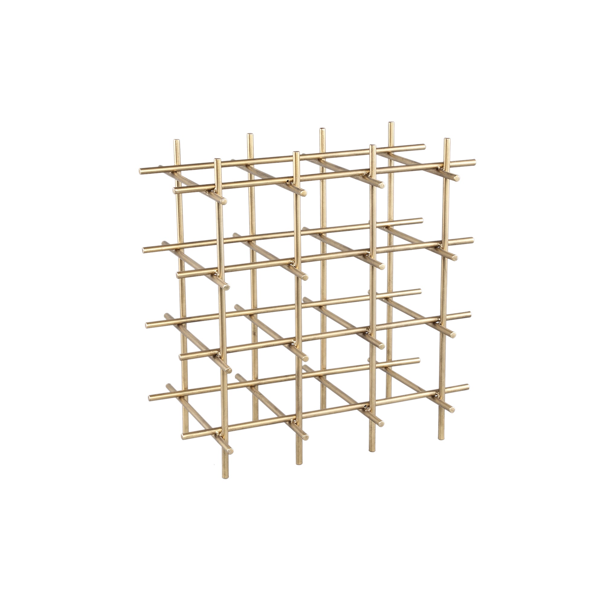 Gordo Brass Steel Square open Frame Wine Rack PTMD