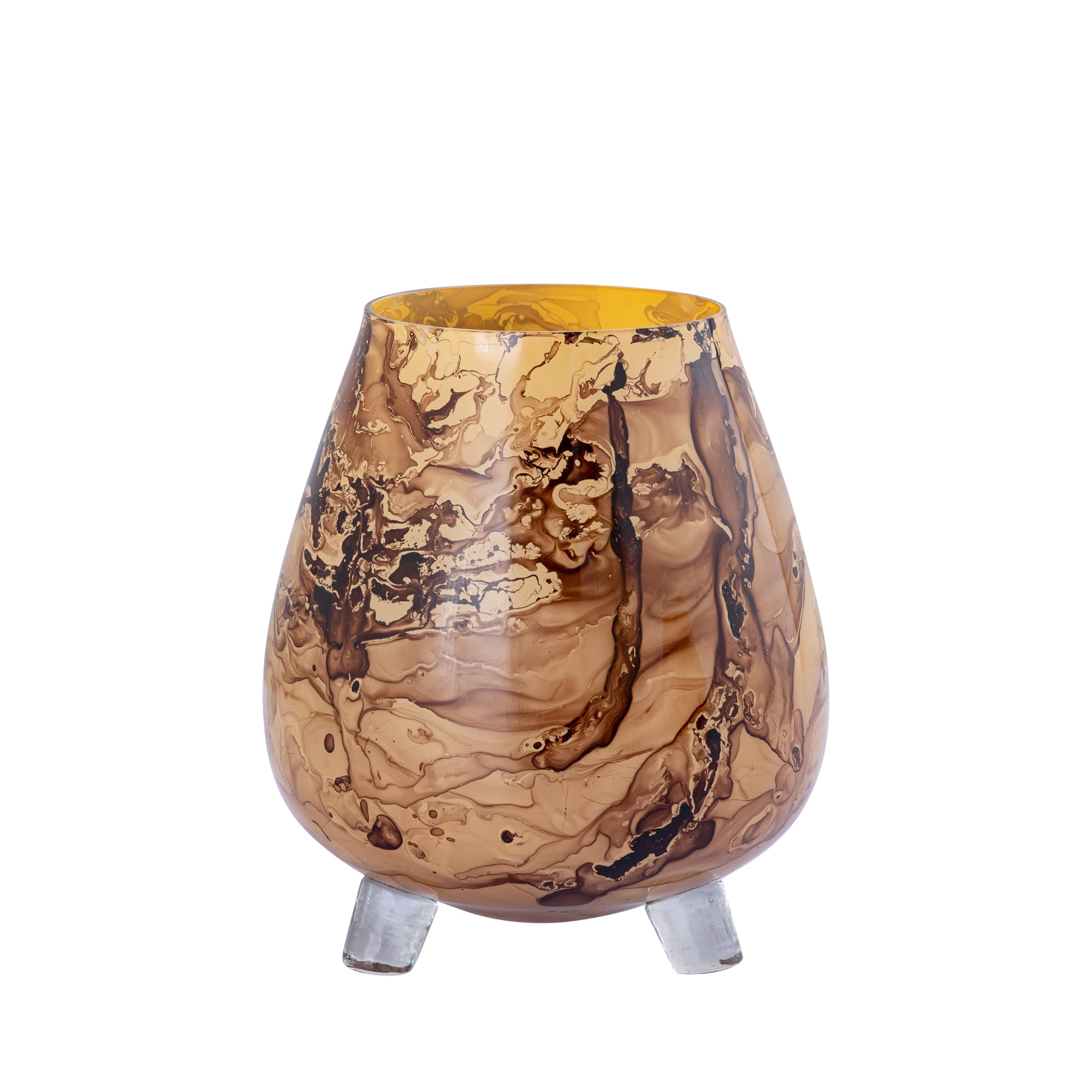 Jamillia Brown Glass Windlichten PTMD Set van 3