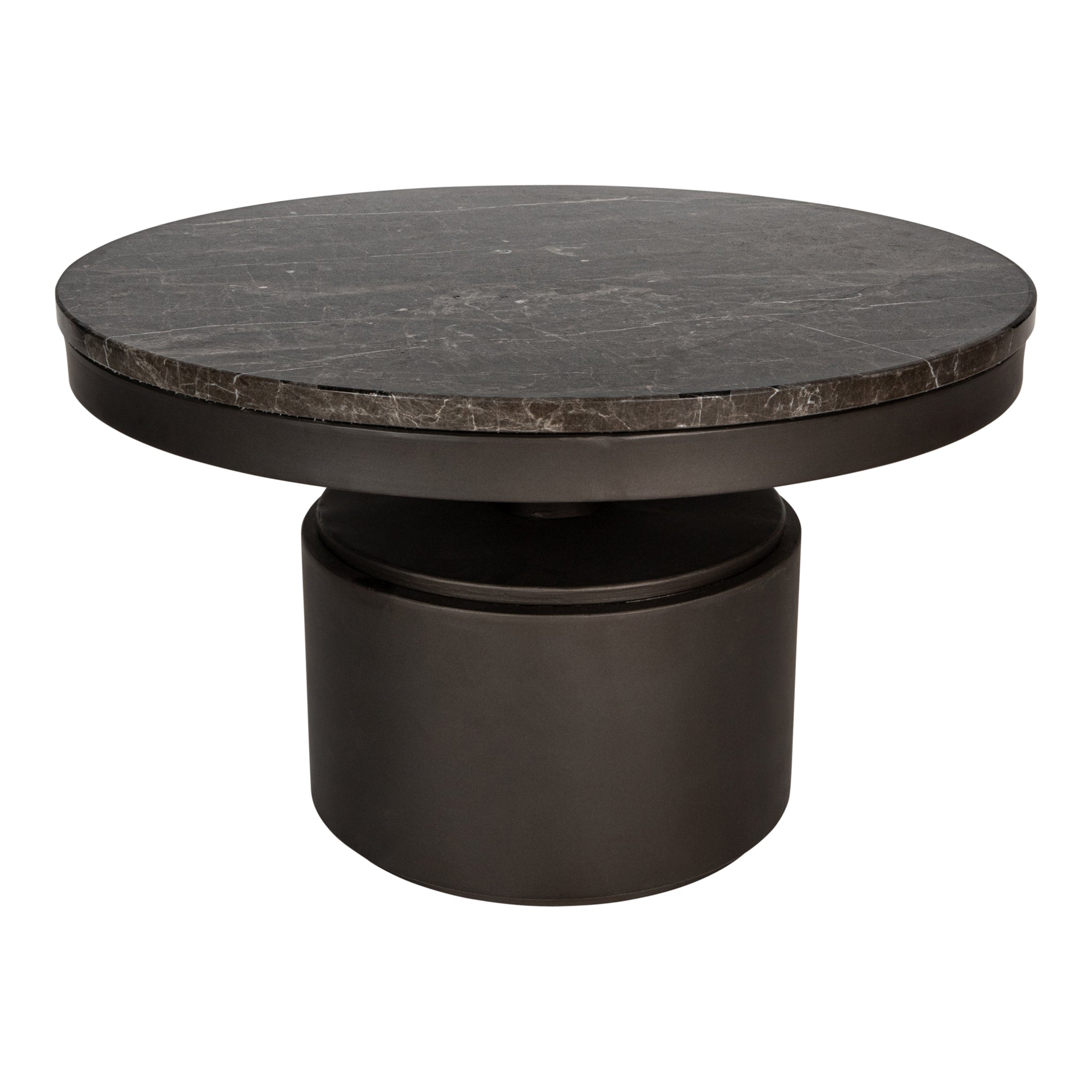 Bregt coffeetable low brown marble dark grey base PTMD