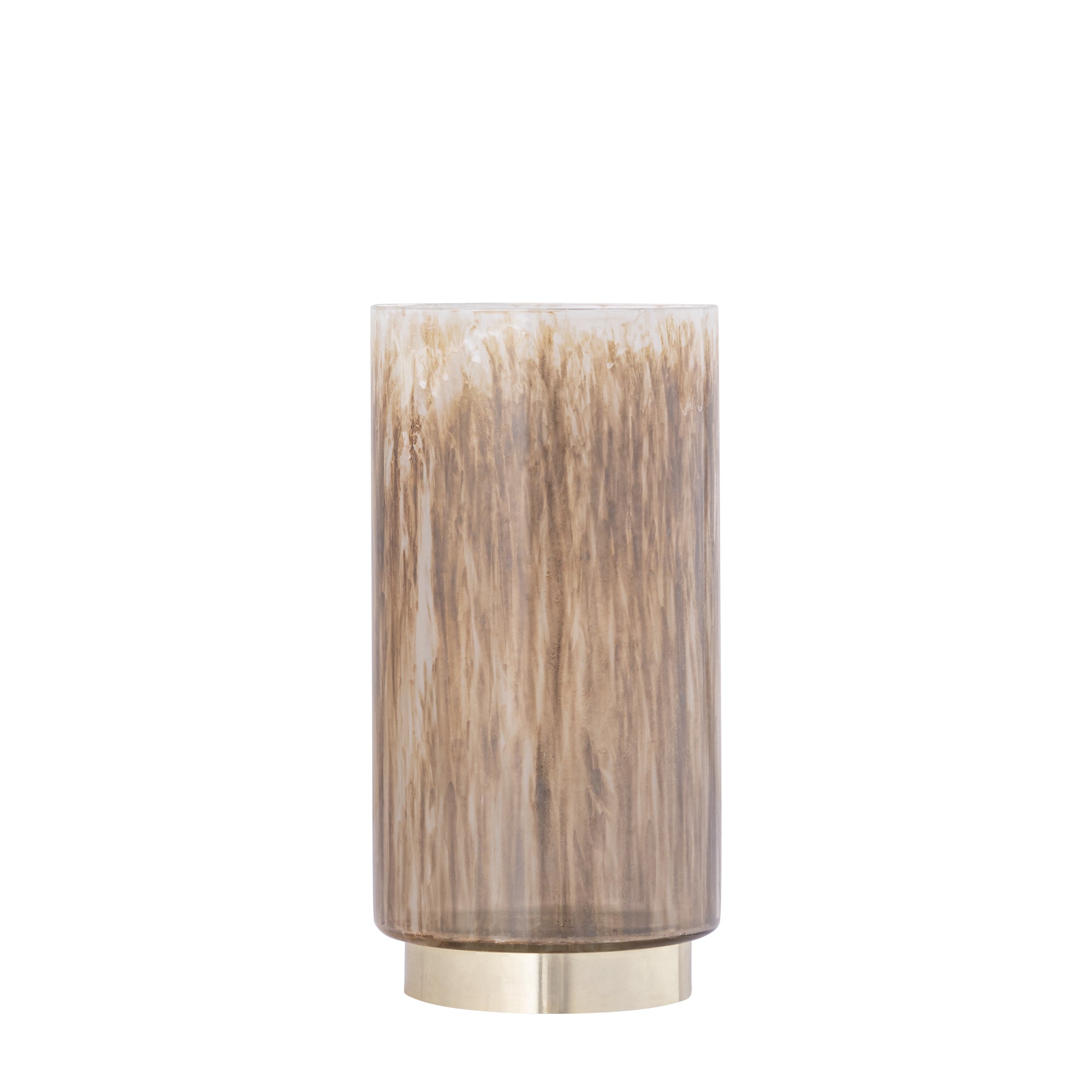 Allie Bruin Glas Windlicht op Gouden Voet PTMD Set van 3
