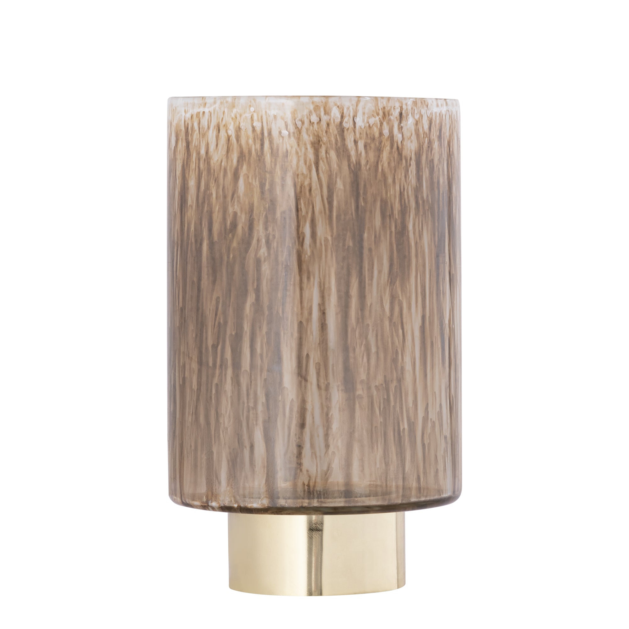 Allie Bruin Glas Windlicht op Gouden Voet PTMD Set van 3