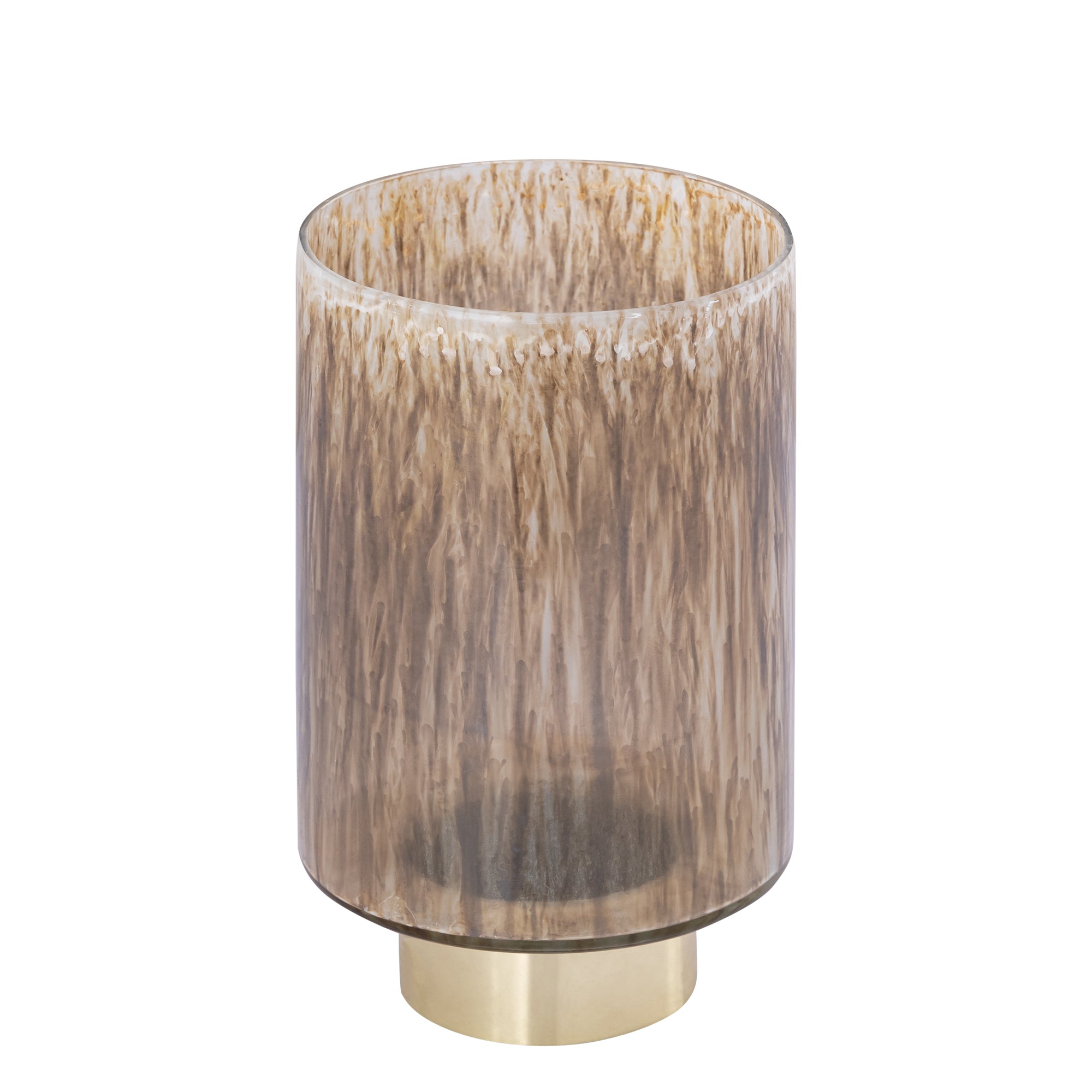 Allie Bruin Glas Windlicht op Gouden Voet PTMD Set van 3