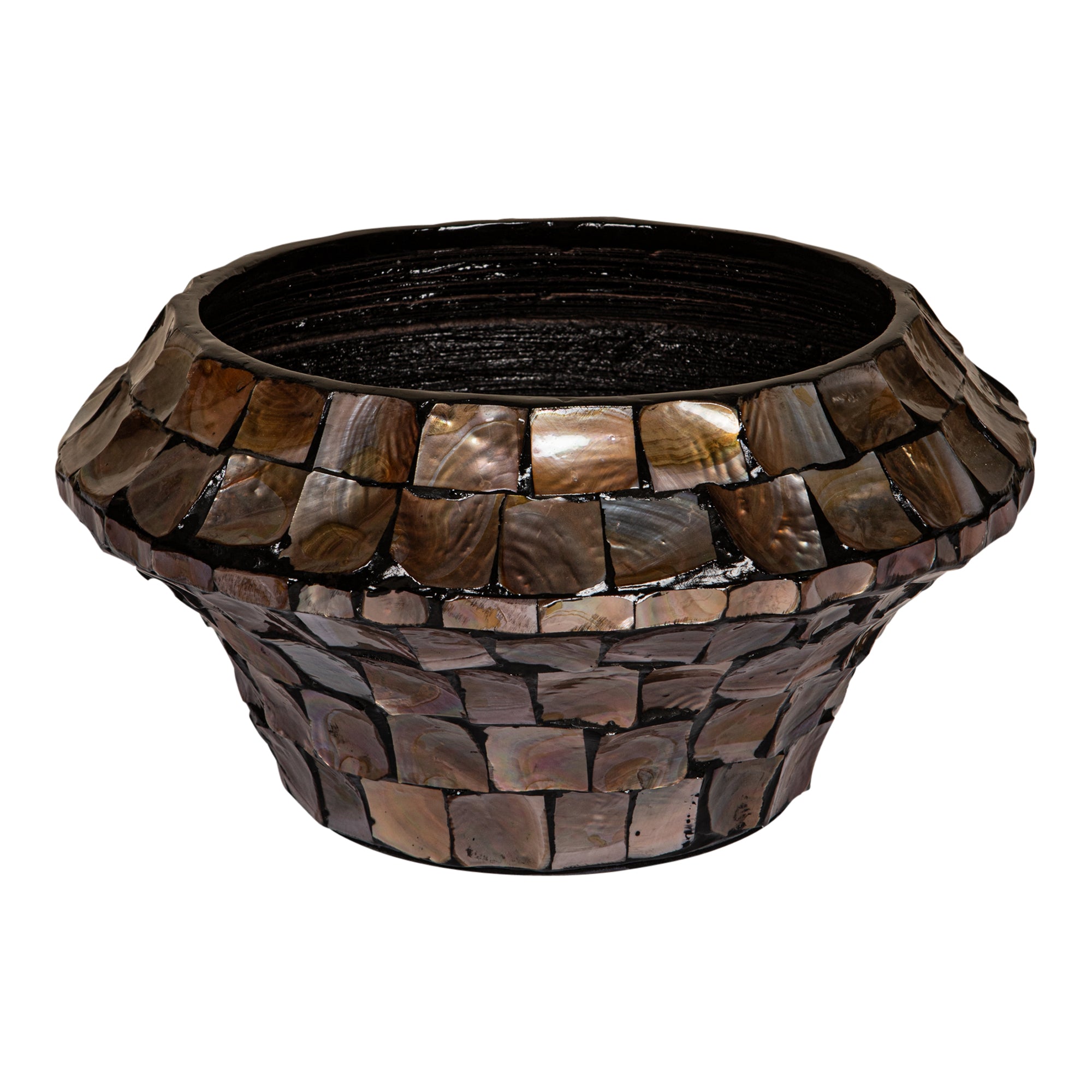 Daven Bronze Poly Shell Bamboo Pot Round Low S 41x41x20cm PTMD