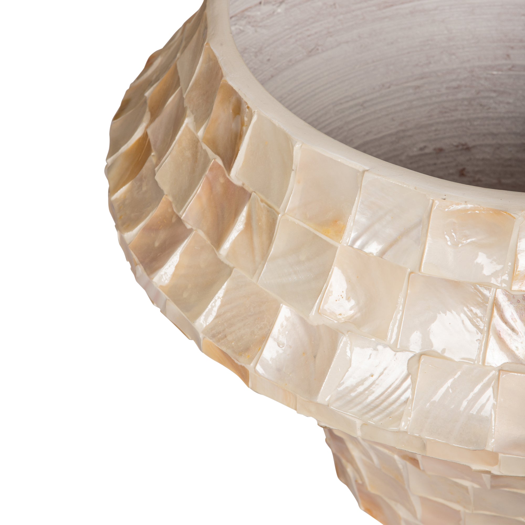 Daven Cream Poly Shell Bamboo Pot Rond Low Large PTMD