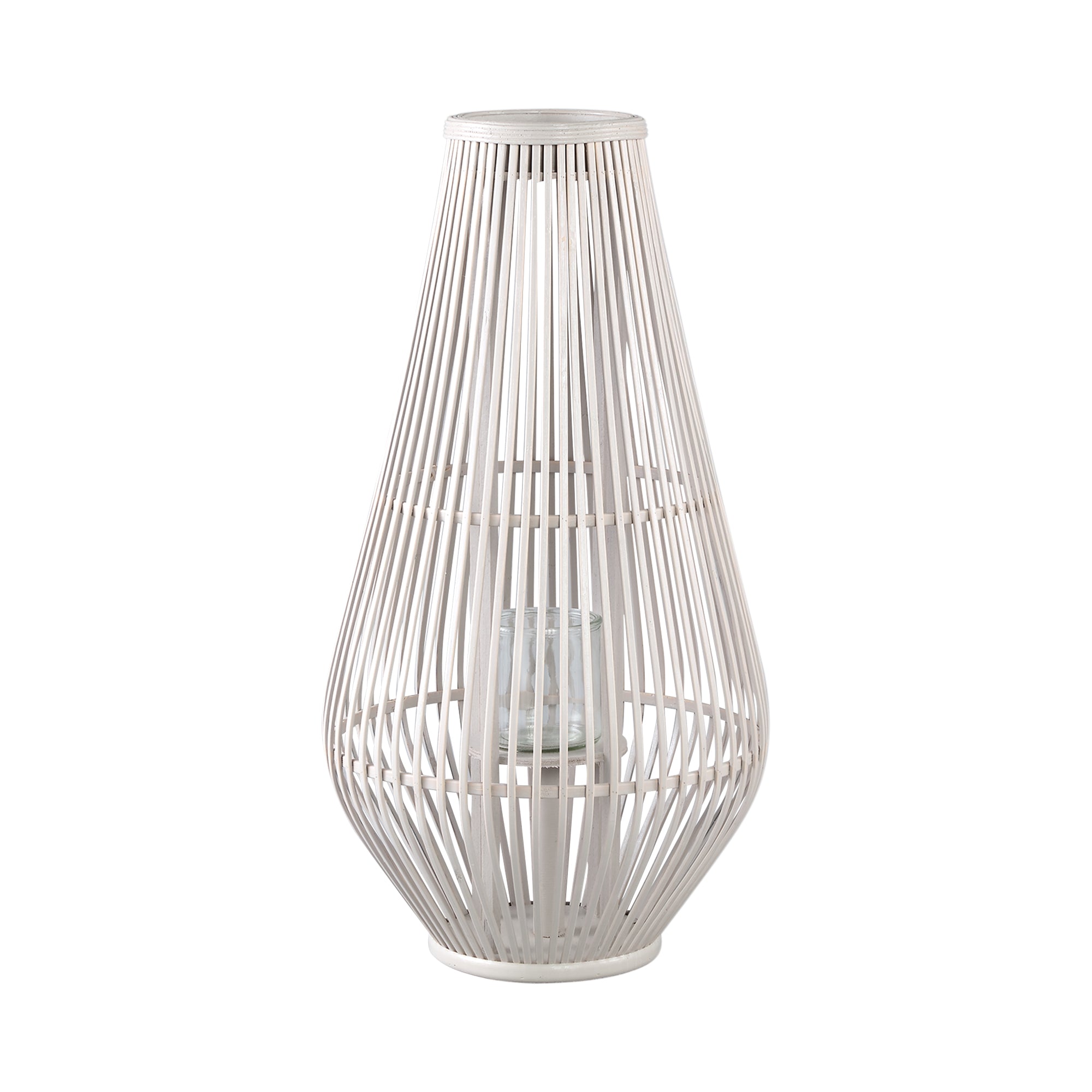 Lantaarn Lysia L- 35x35x68 cm - Glas - Wit PTMD