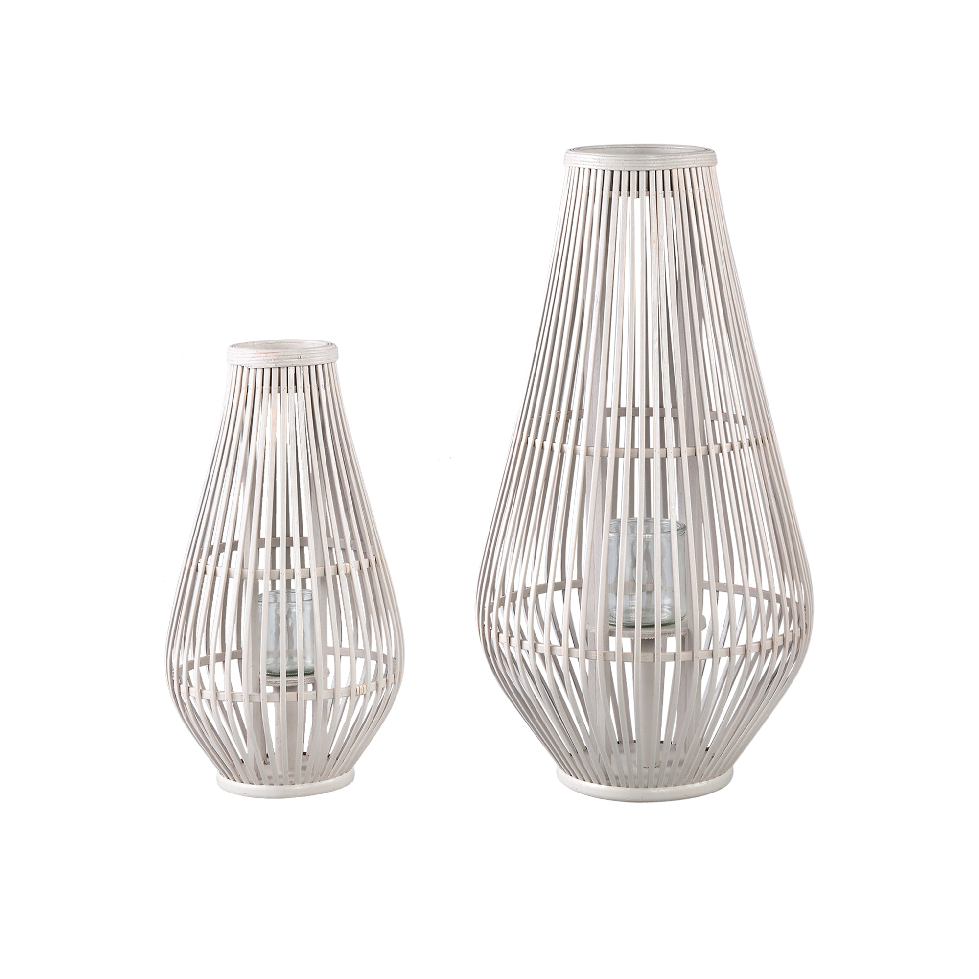 Lantaarn Lysia L- 35x35x68 cm - Glas - Wit PTMD