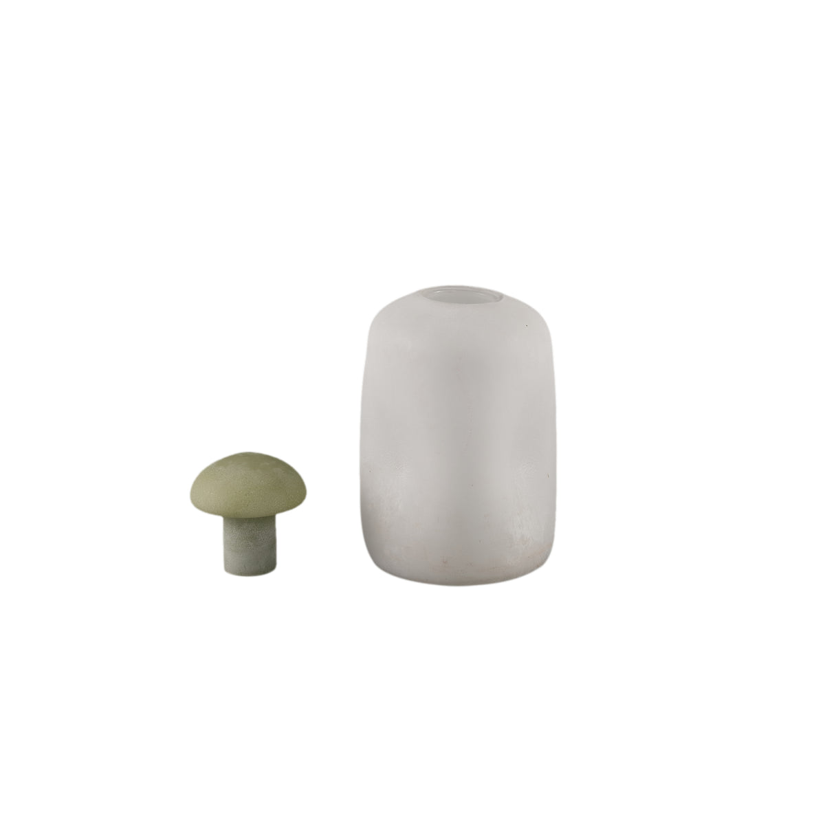 Karlie White Matte Glass Bulb Vase Green Top PTMD 16x16x25