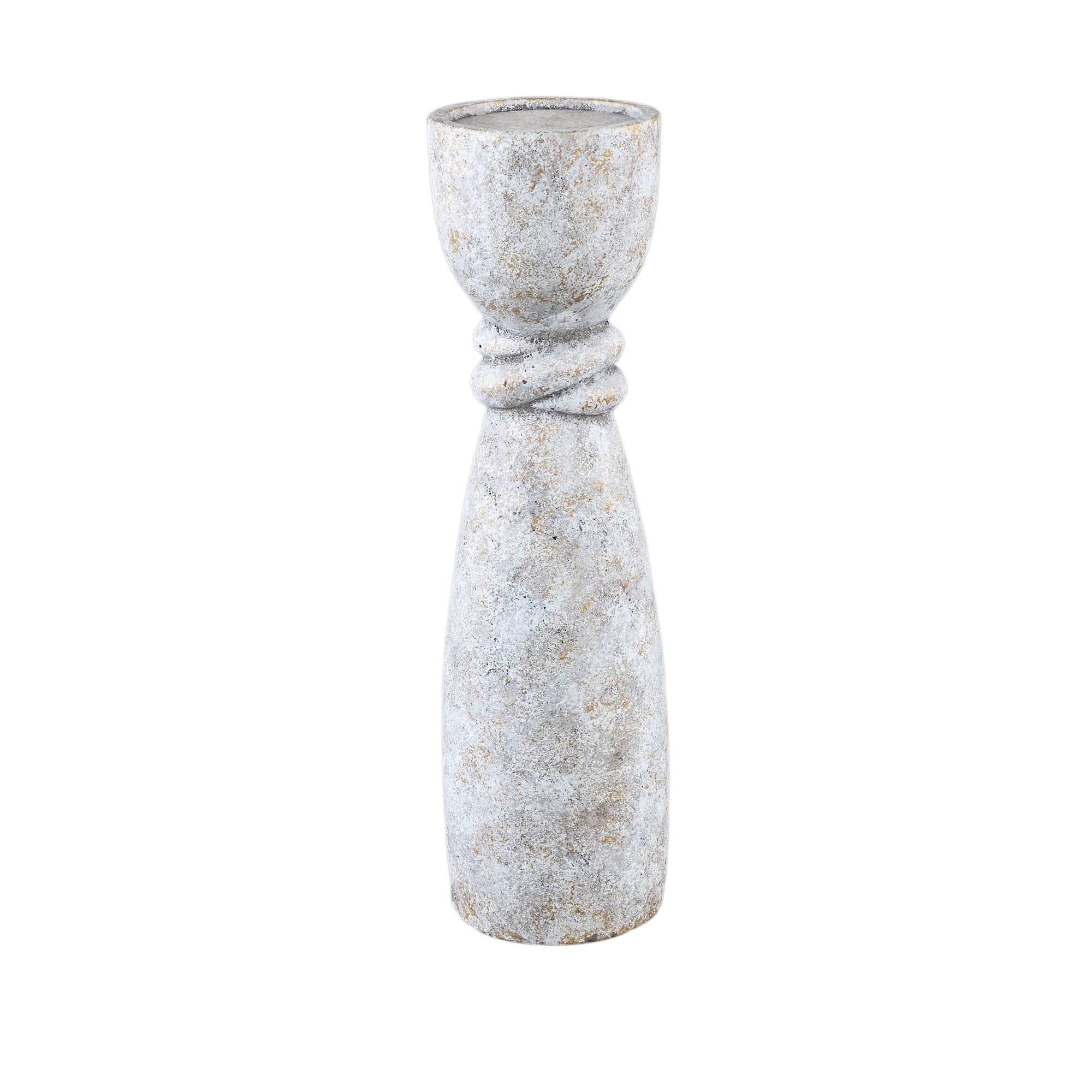 Ornan Grey cement candle holder round detail L PTMD