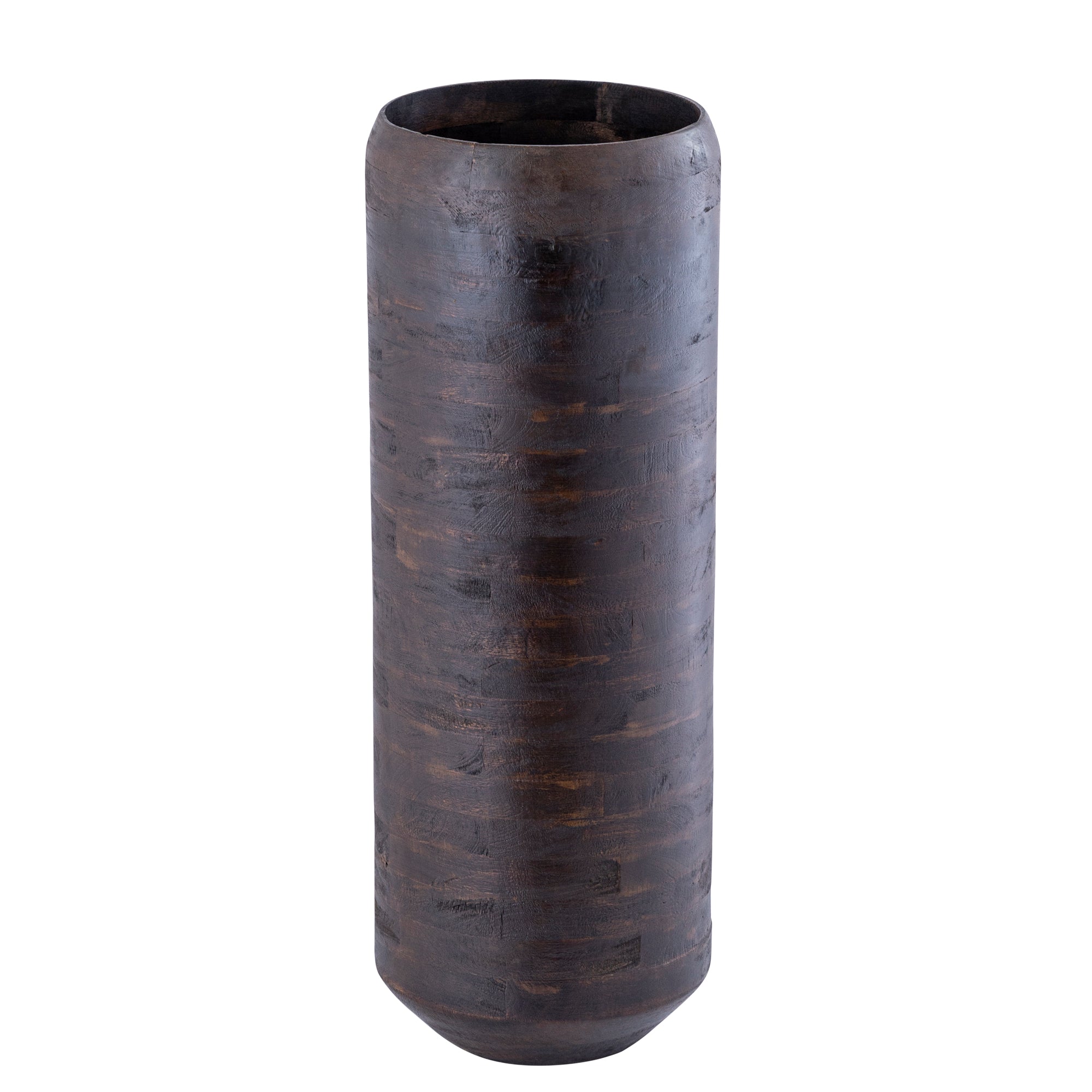 Gerd Brown Mango Wood Pot Rounded Border L Dia30cmxH84cm PTMD