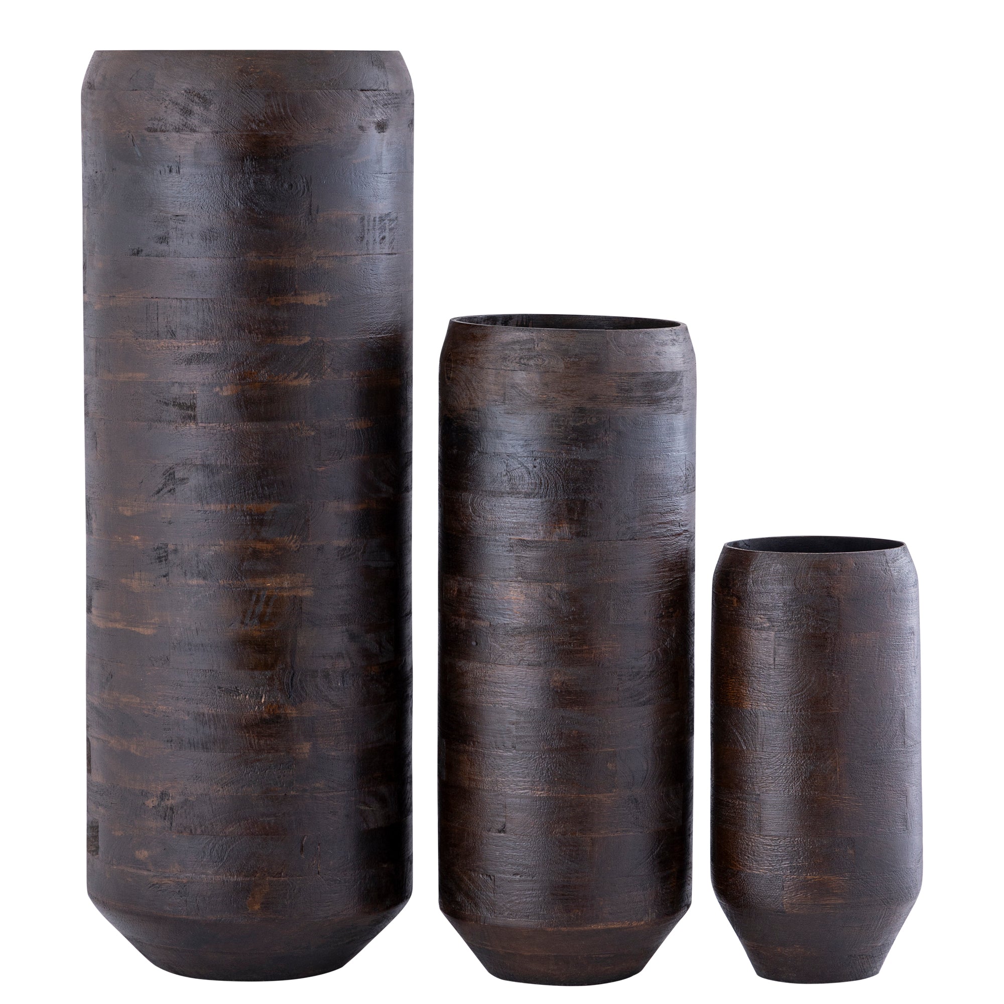 Gerd Brown Mango Wood Pot Rounded Border L Dia30cmxH84cm PTMD