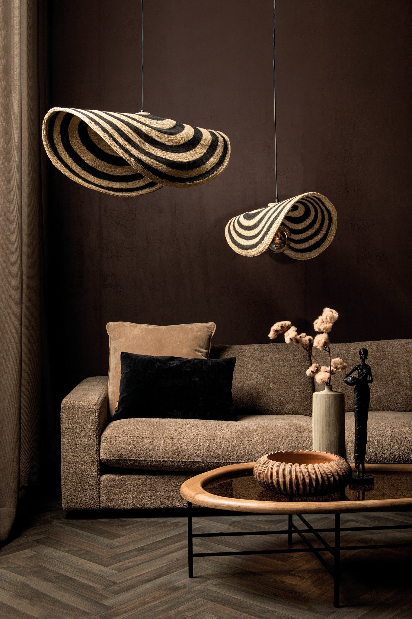 Loulou Natural Seagrass Wavy Hanglamp Large PTMD
