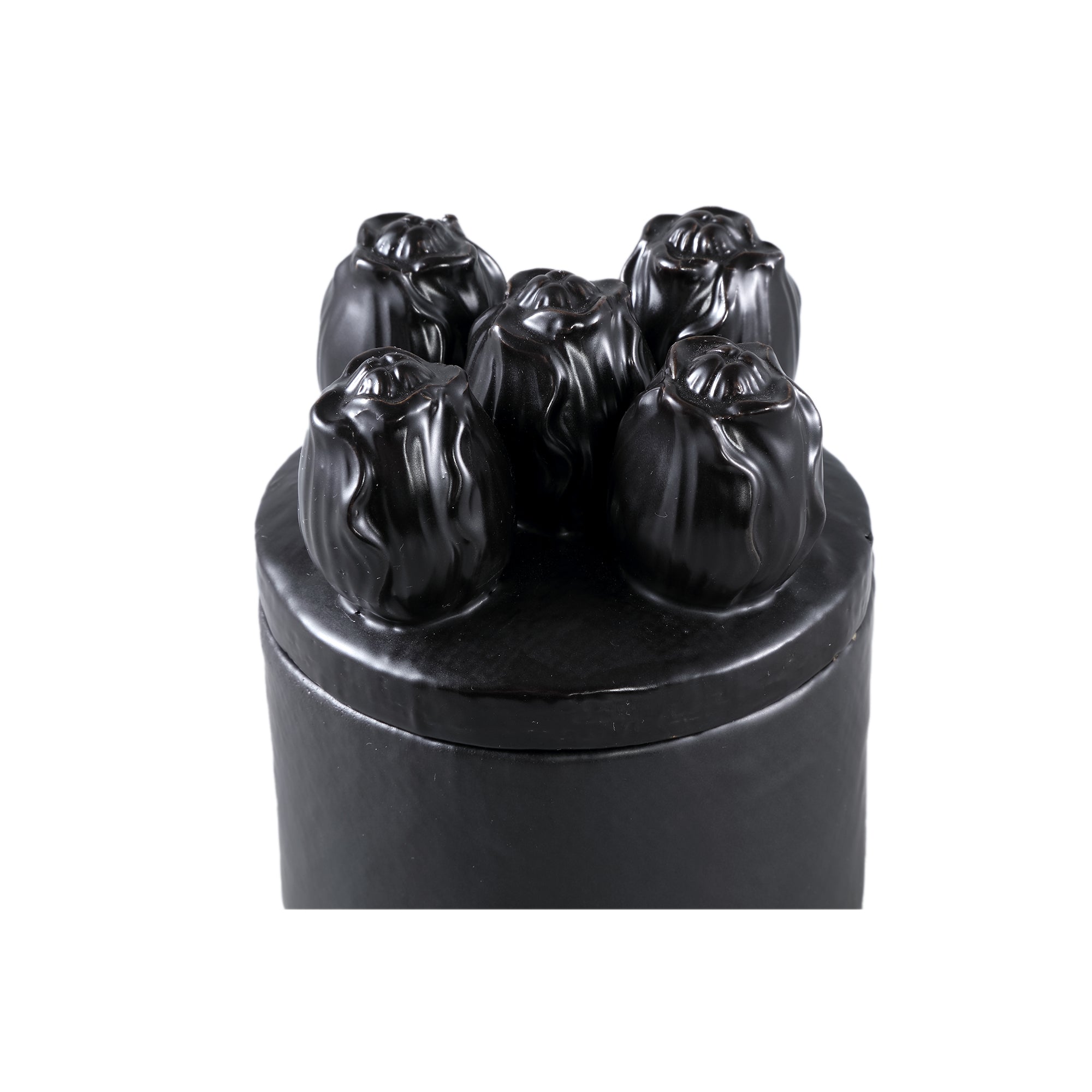 Krystine Black Round Ceramic Pot With Tulips Top PTMD