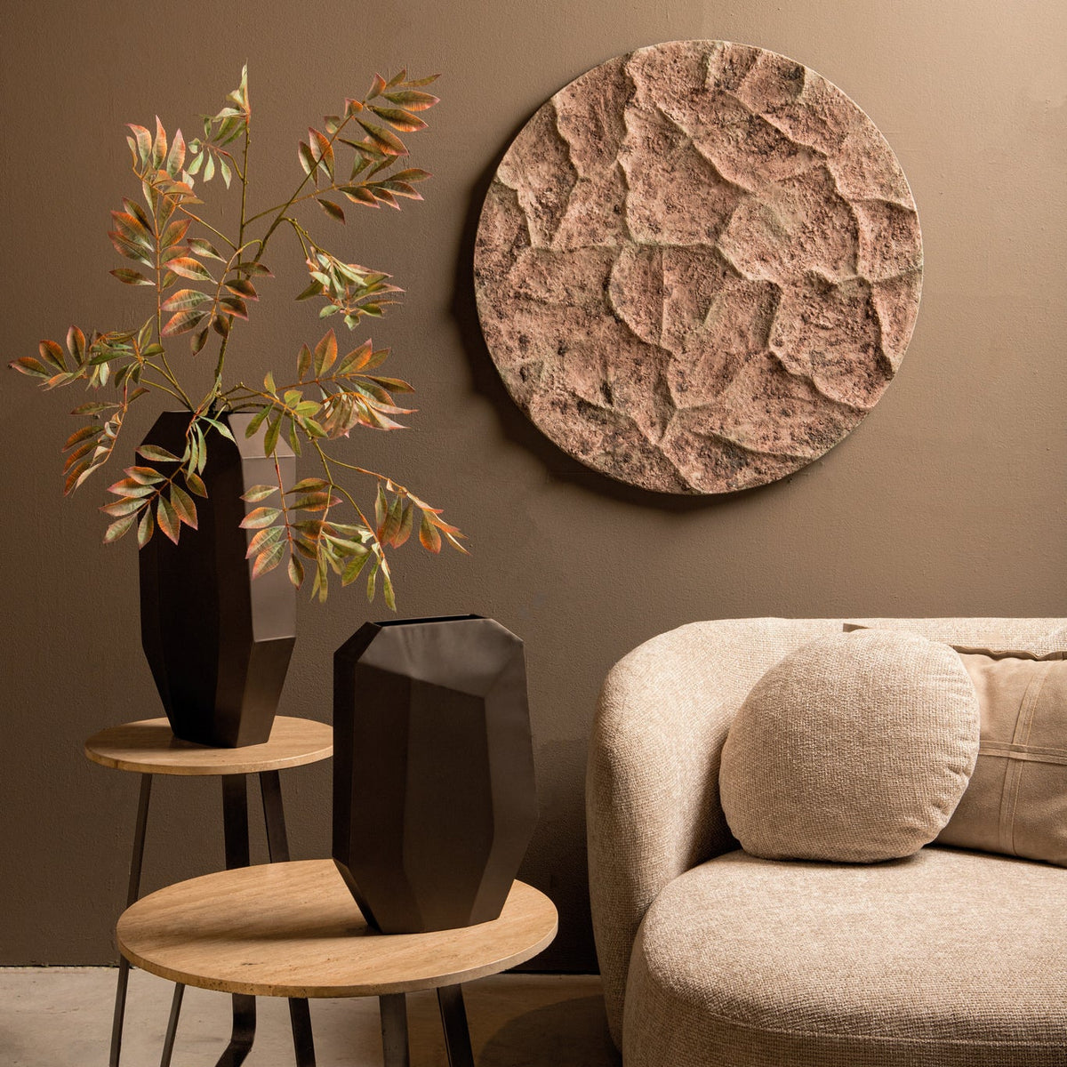 Wandpaneel Rafet L - Ø80cm - Cement - Grijs PTMD