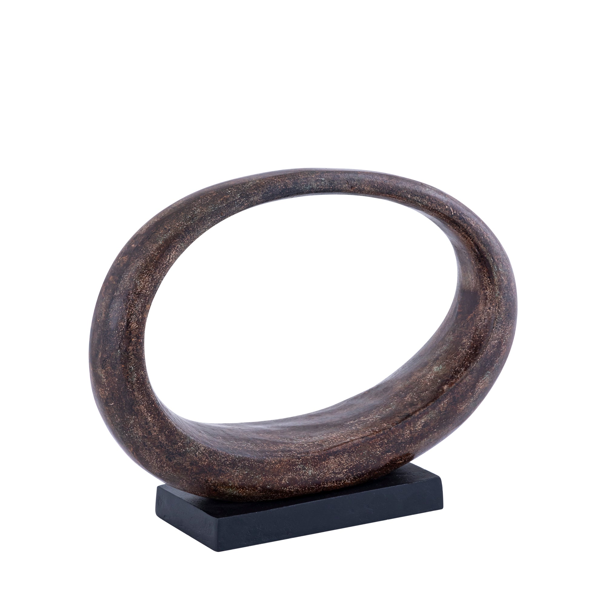 Rhubie Brown oval alu casted statue on base wide PTMD
