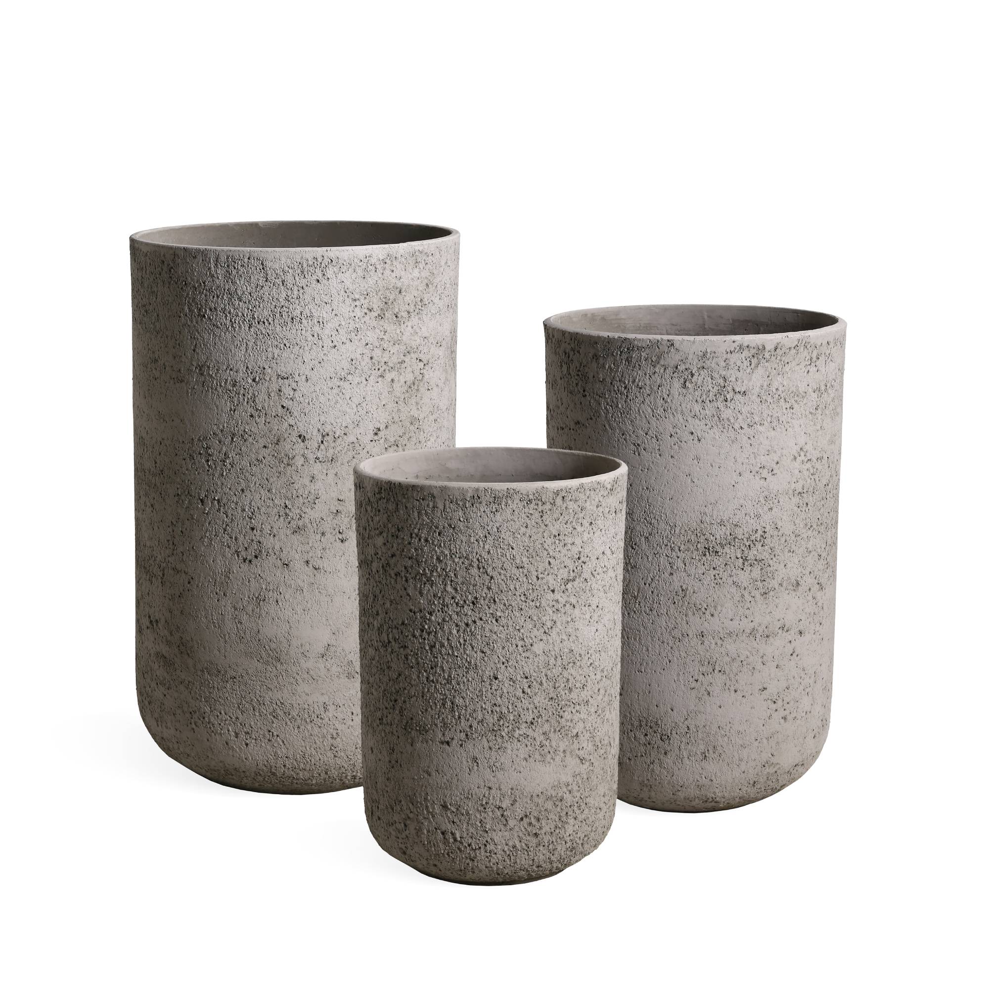 Deliahe Grey GRC Pot Round High Set Of 3 PTMD
