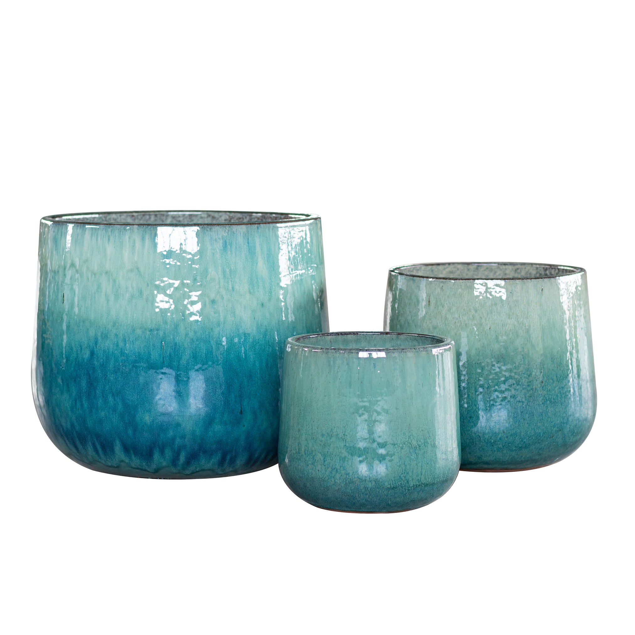 Pot Novii Blauwe Keramische Geglazuurde Set van 3 PTMD