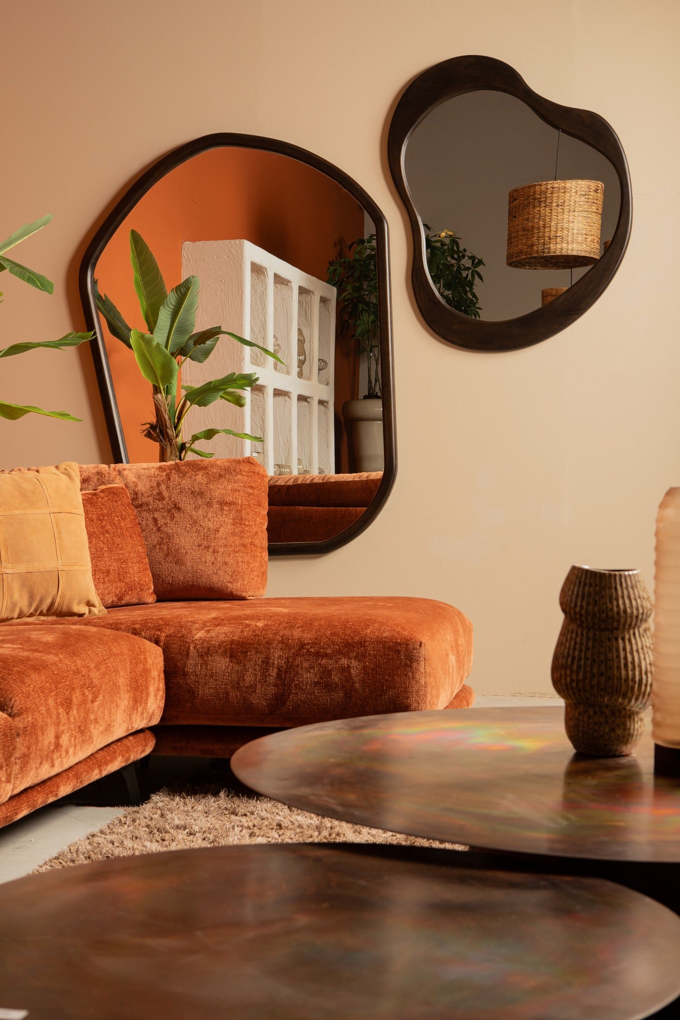 Spiegel Denholm Brown Solid Wood Big Organic 120x4x172cm PTMD