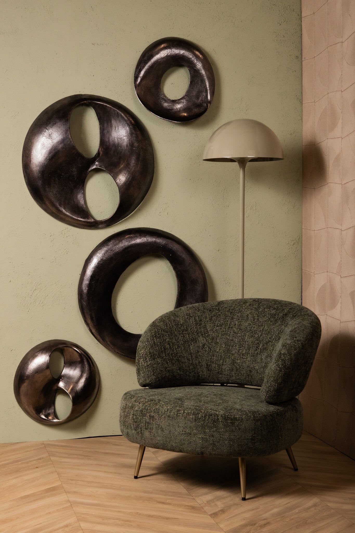 Wandpaneel Deuie S - 45x10x45 cm - Aluminium - Zilver PTMD