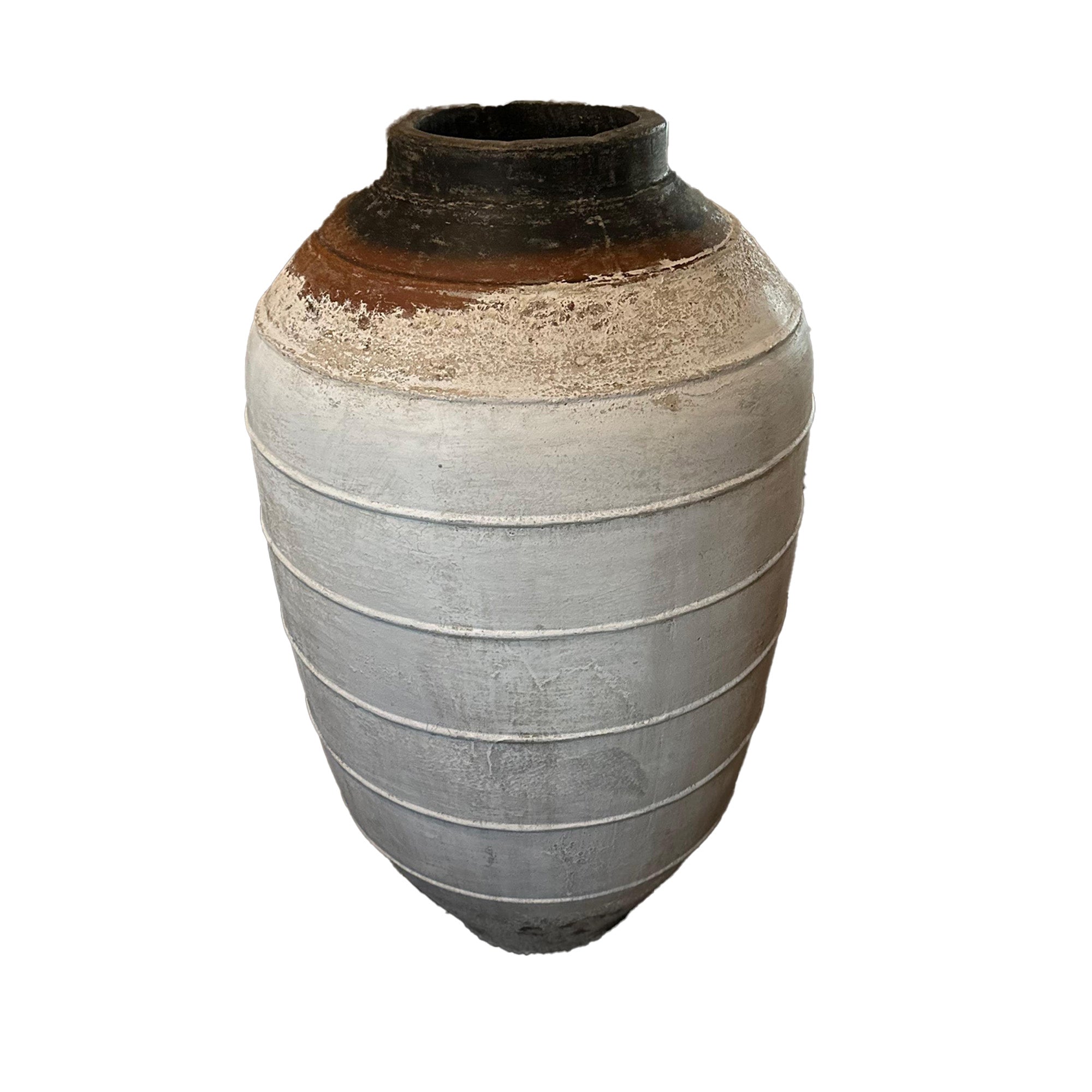 Jinsu White round GRC jar pot with lines big PTMD