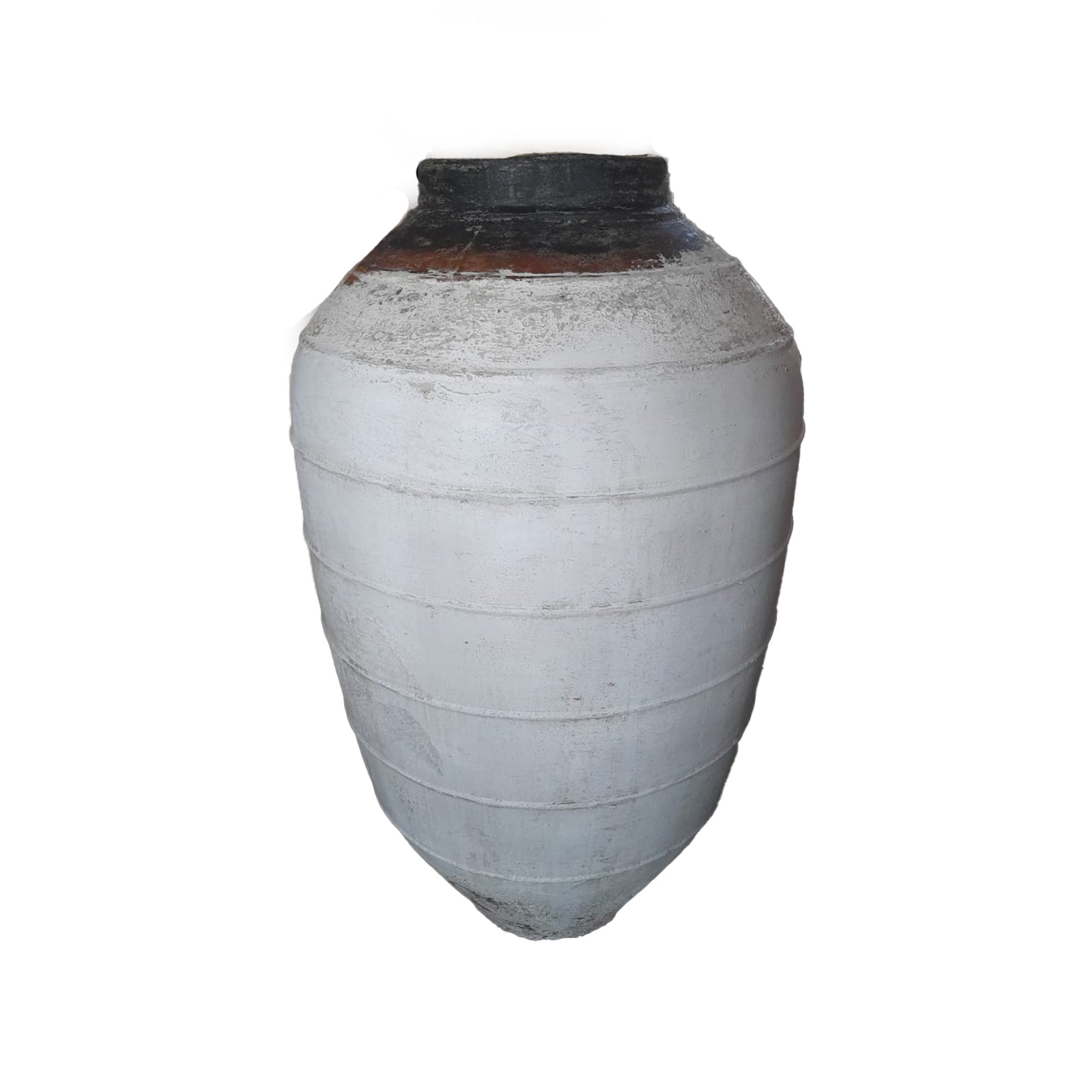 Jinsu White round GRC jar pot with lines big PTMD