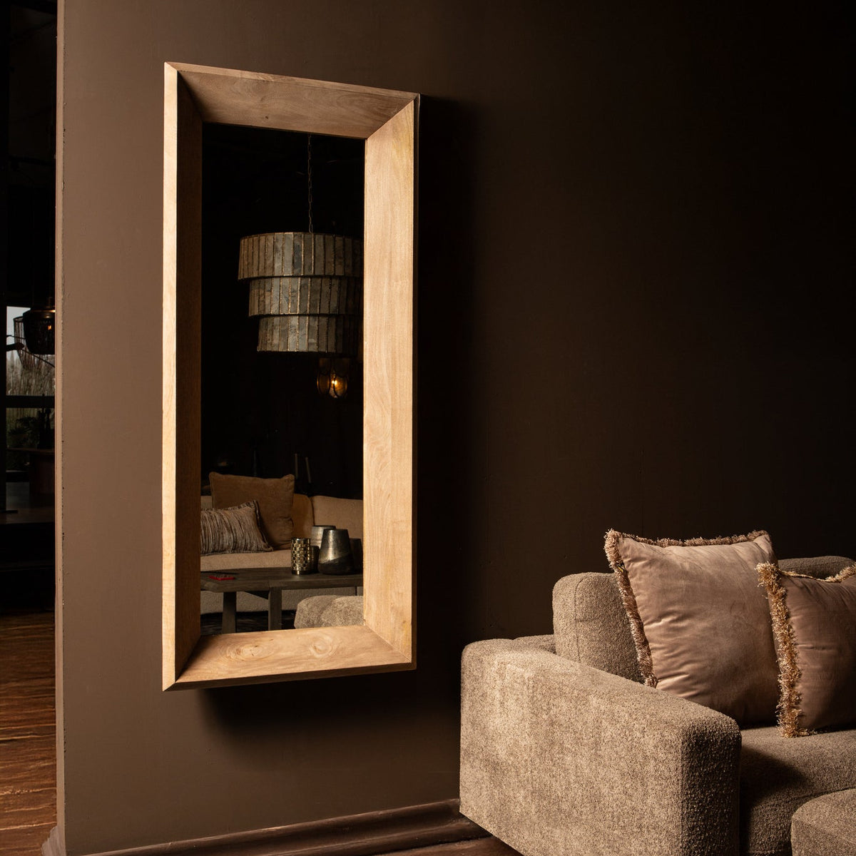 Nicka Natural Mango Wood Rectangle Mirror S 70,5x13,5x160cm