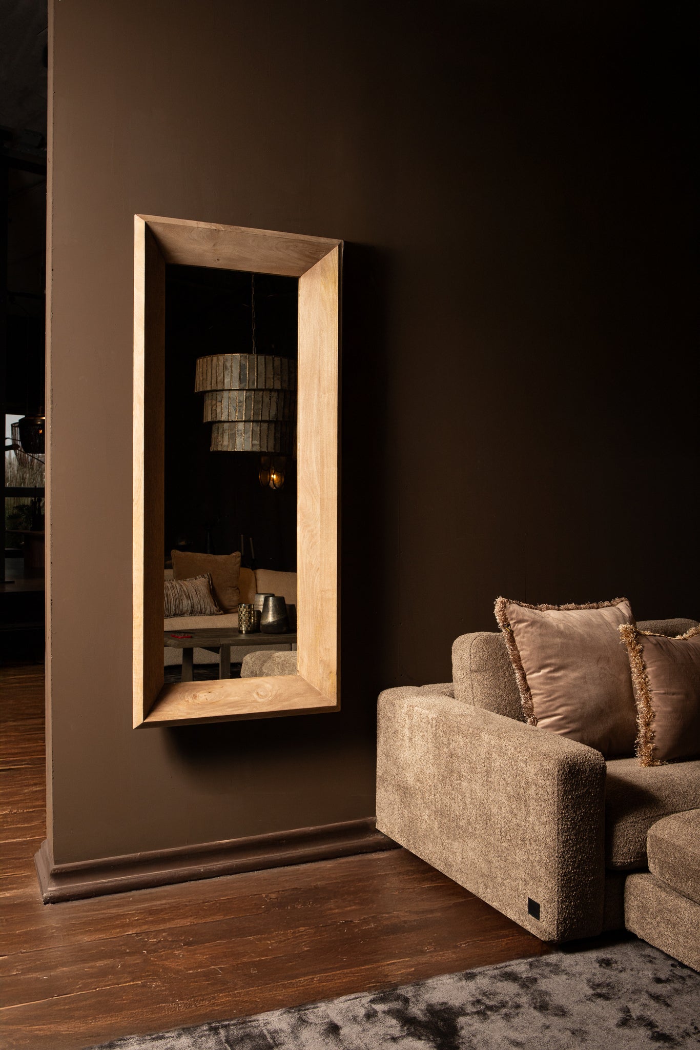 Nicka Natural Mango Wood Rectangle Mirror S 70,5x13,5x160cm