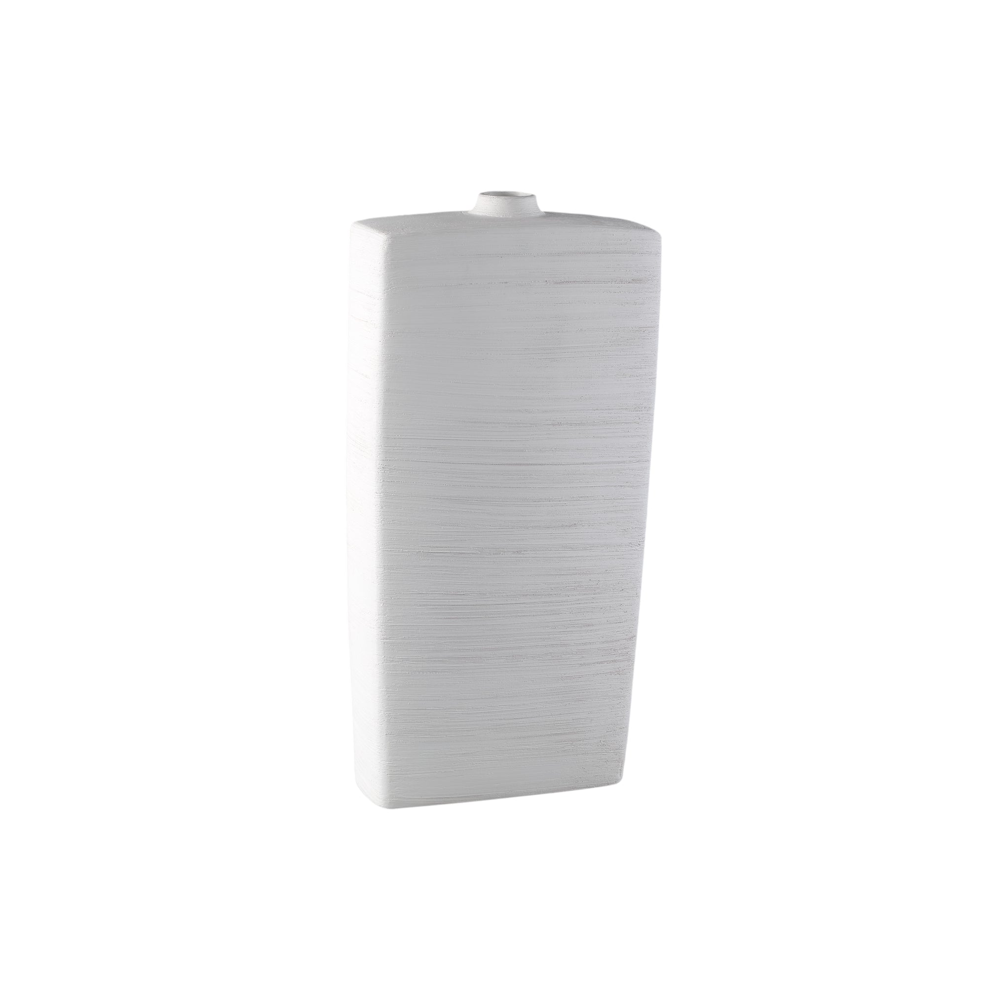 Janettee White rectangle shaped ceramic bottle L PTMD