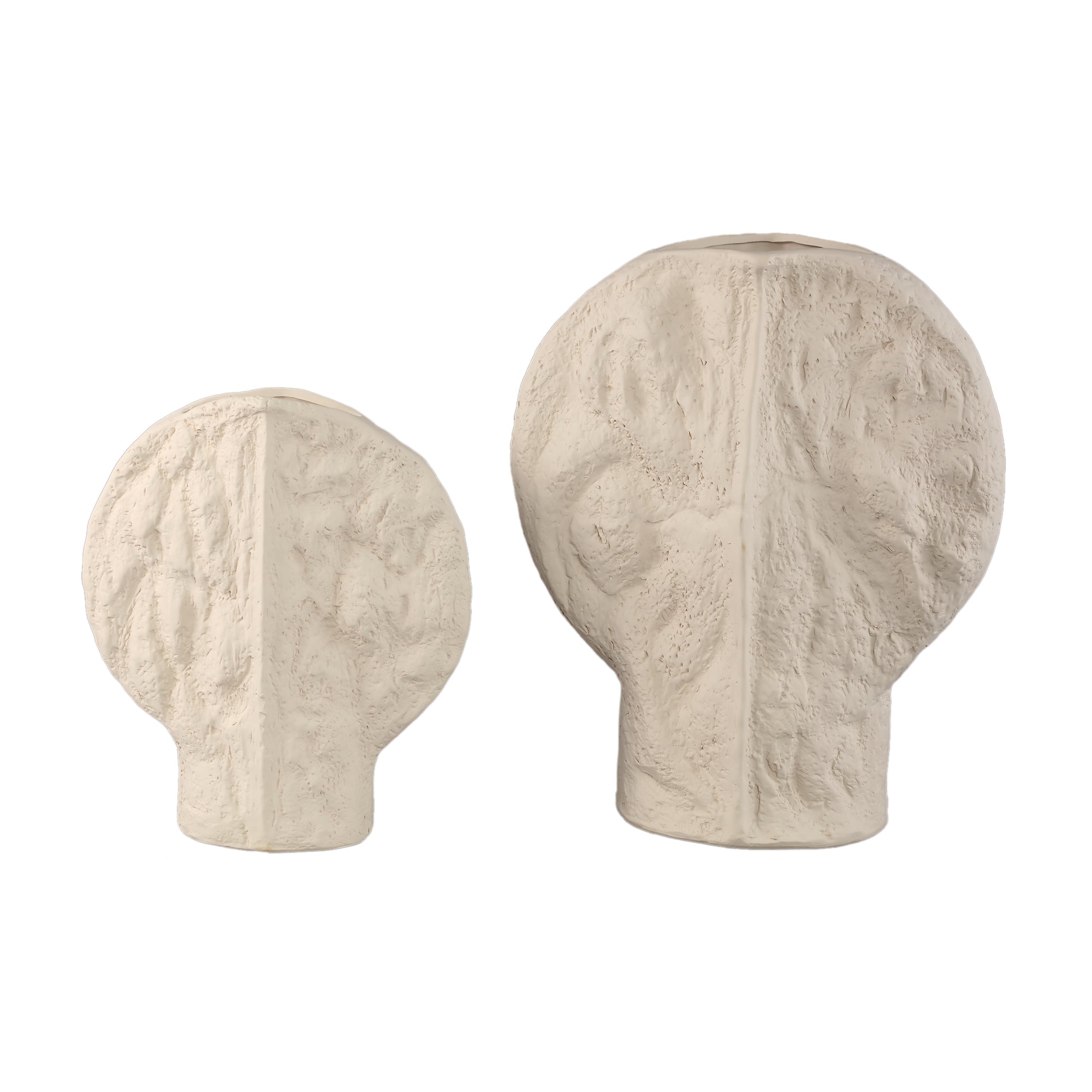 Linos Taupe matt ceramic structure round vaas S PTMD